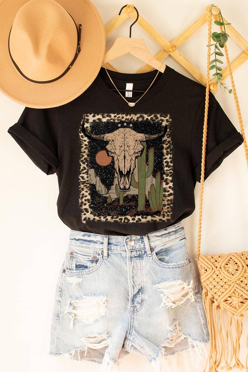BULL SKULL,DESERT,CACTUS UNISEX SHORT SLEEVE