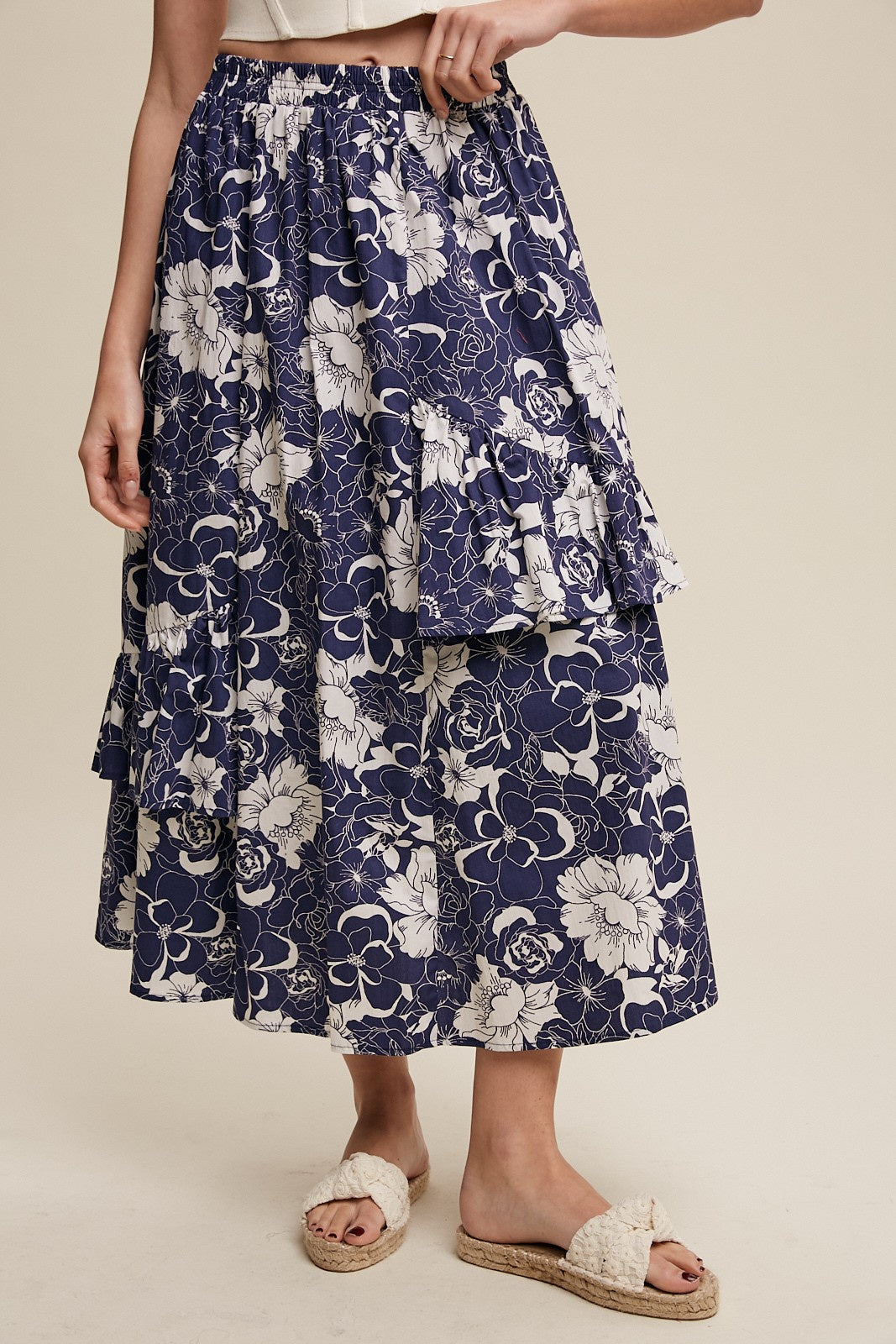 NAVY ALOHA SKIRT