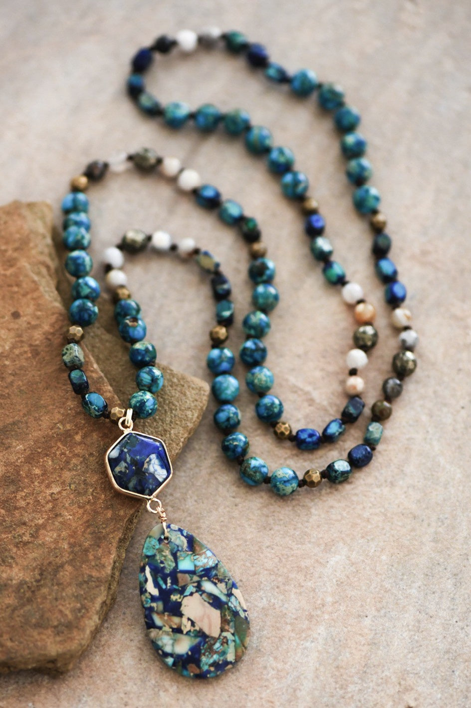 Blue Sea Sediment Imperial Jasper Necklace