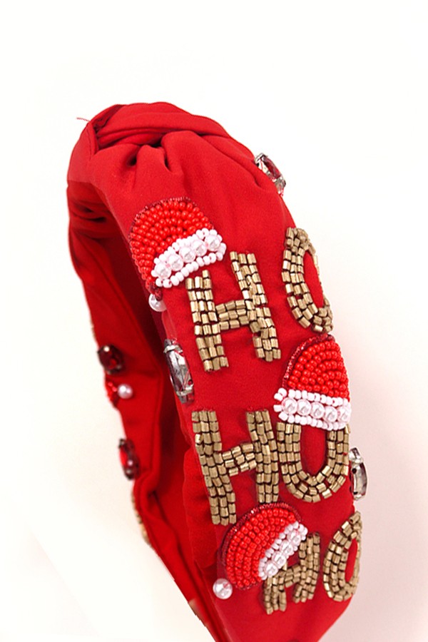 Ho Ho Ho Christmas Holiday Seed Bead Headband