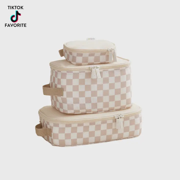 Taupe Checkerboard Pack Like A Boss™ Packing Cubes