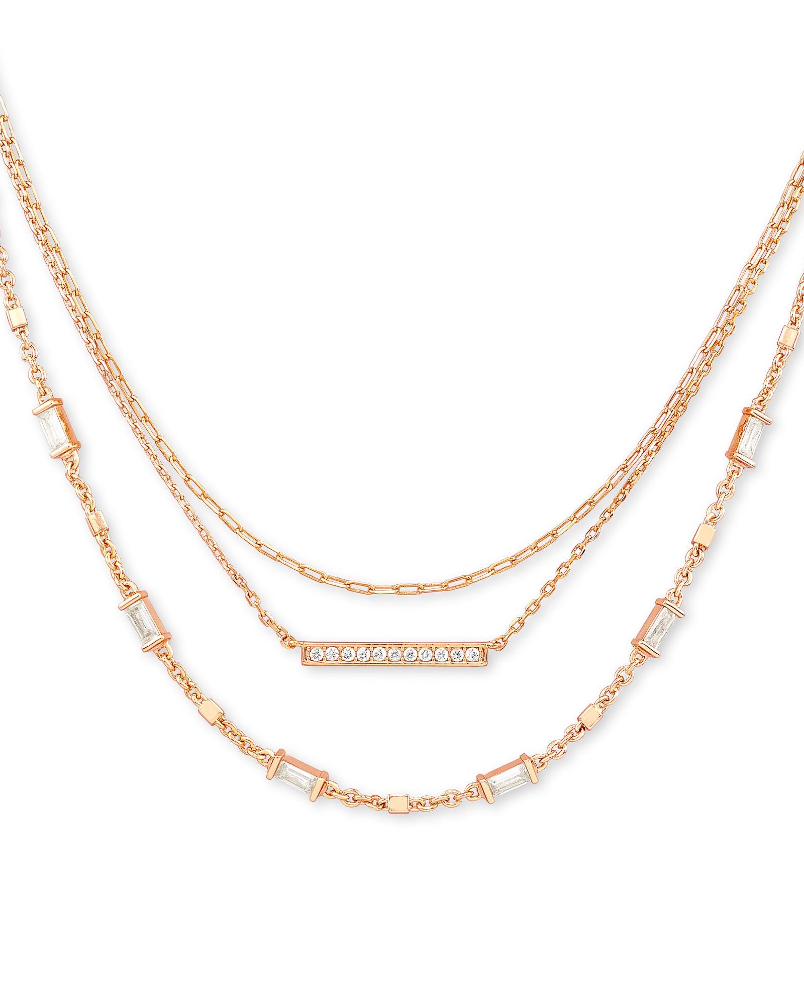 ADDISON MULTI STRAND NECKLACE ROSE GOLD METAL