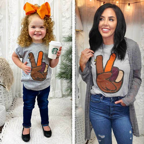 Peace Sign Turkey Thanksgiving T-Shirt