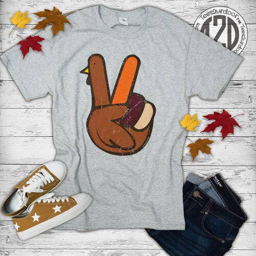 Peace Sign Turkey Thanksgiving T-Shirt