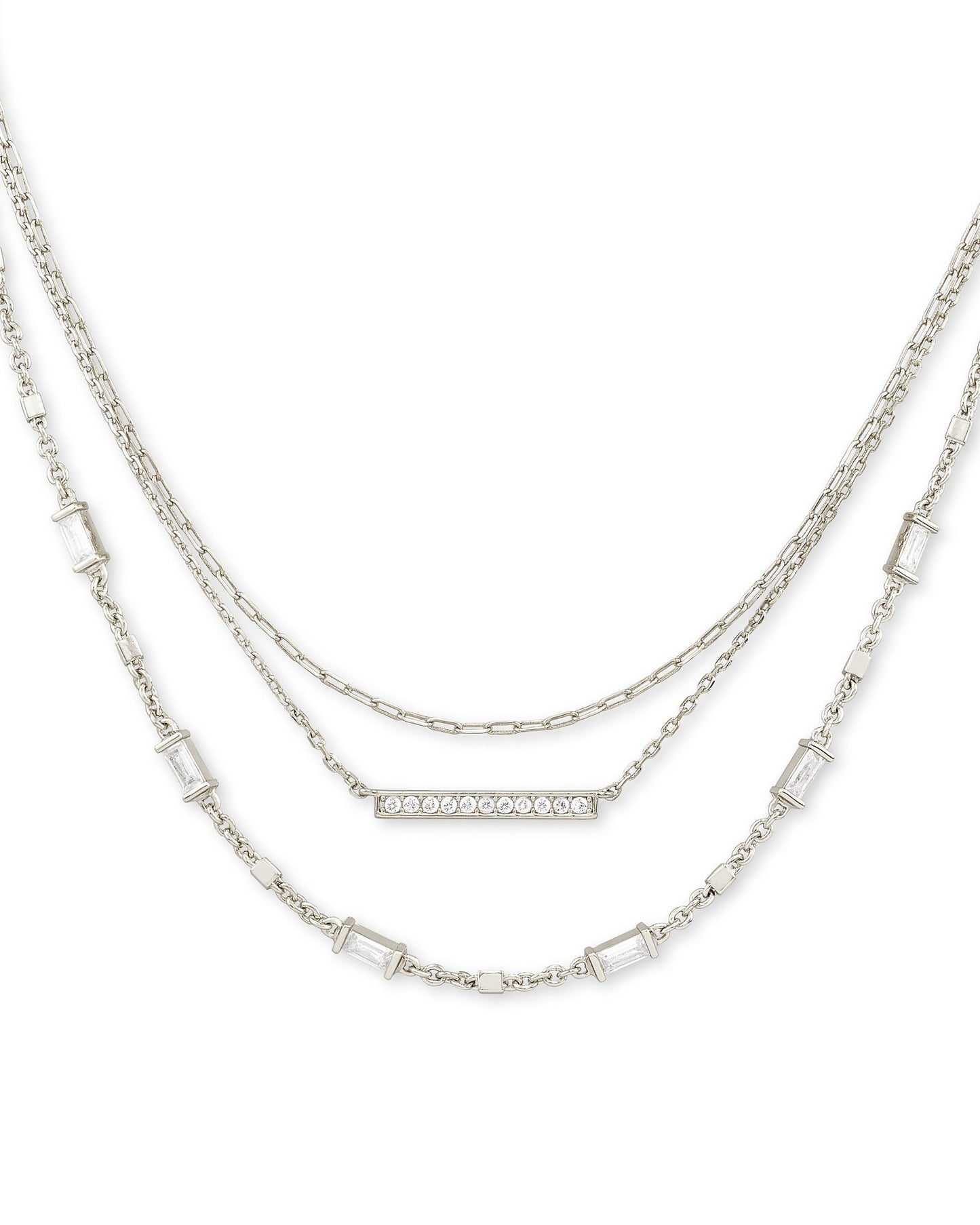 ADDISON MULTI STRAND NECKLACE RHODIUM METAL
