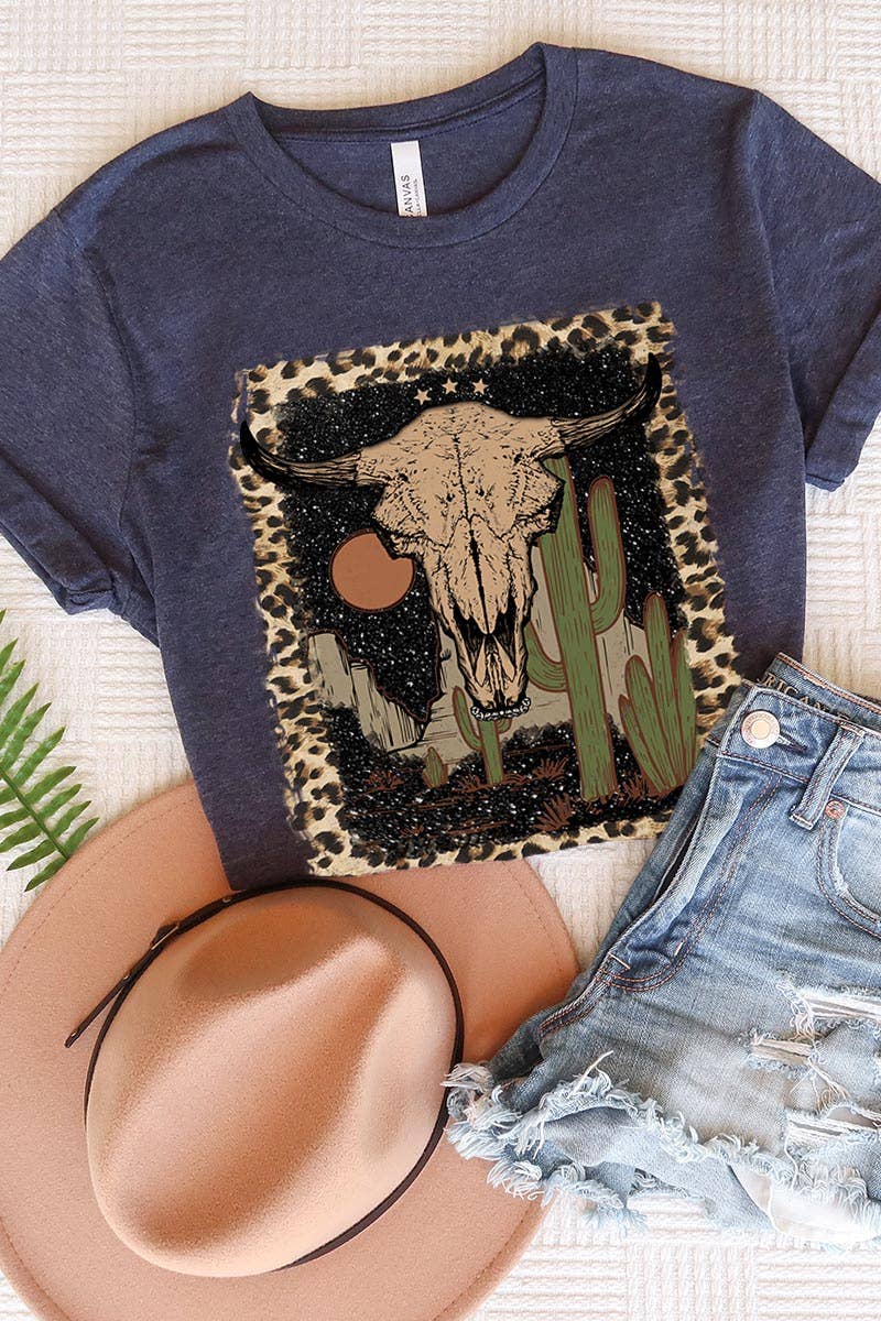 BULL SKULL,DESERT,CACTUS UNISEX SHORT SLEEVE