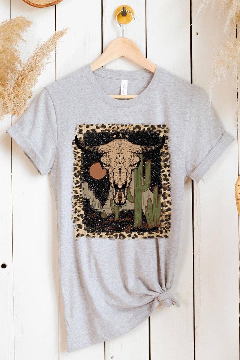BULL SKULL,DESERT,CACTUS UNISEX SHORT SLEEVE