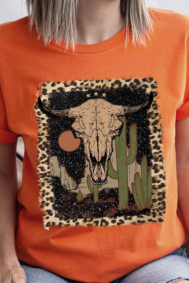 BULL SKULL,DESERT,CACTUS UNISEX SHORT SLEEVE