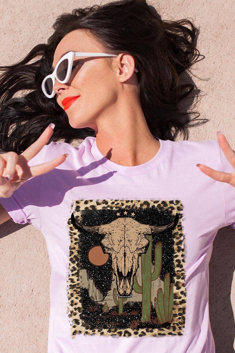 BULL SKULL,DESERT,CACTUS UNISEX SHORT SLEEVE