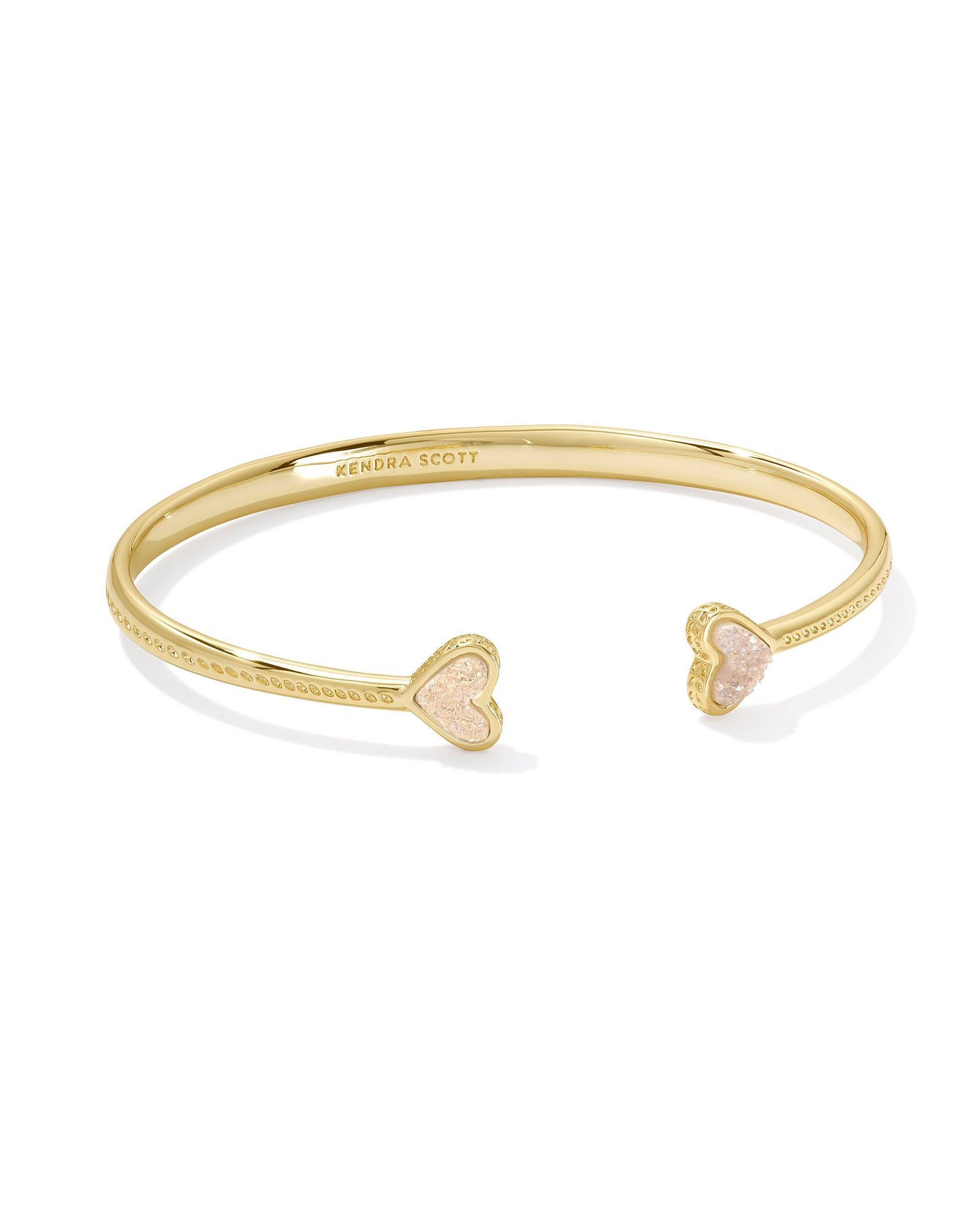 FRAMED ARI HEART CUFF BRACELET GOLD IRIDESCENT DRUSY