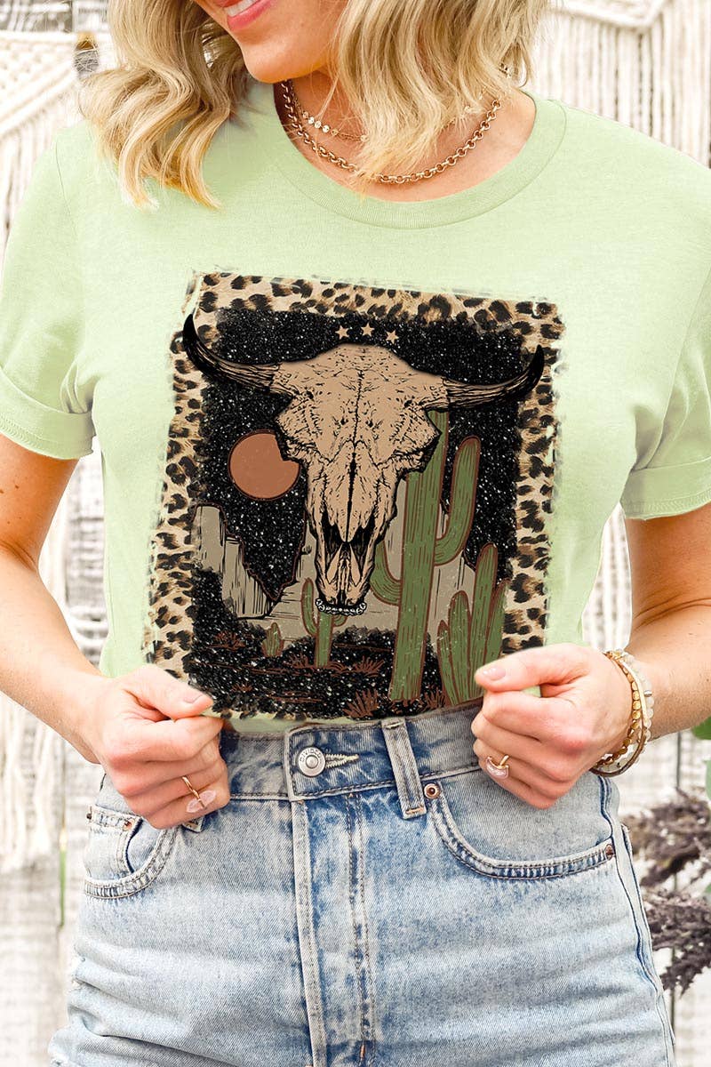 BULL SKULL,DESERT,CACTUS UNISEX SHORT SLEEVE