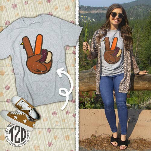 Peace Sign Turkey Thanksgiving T-Shirt