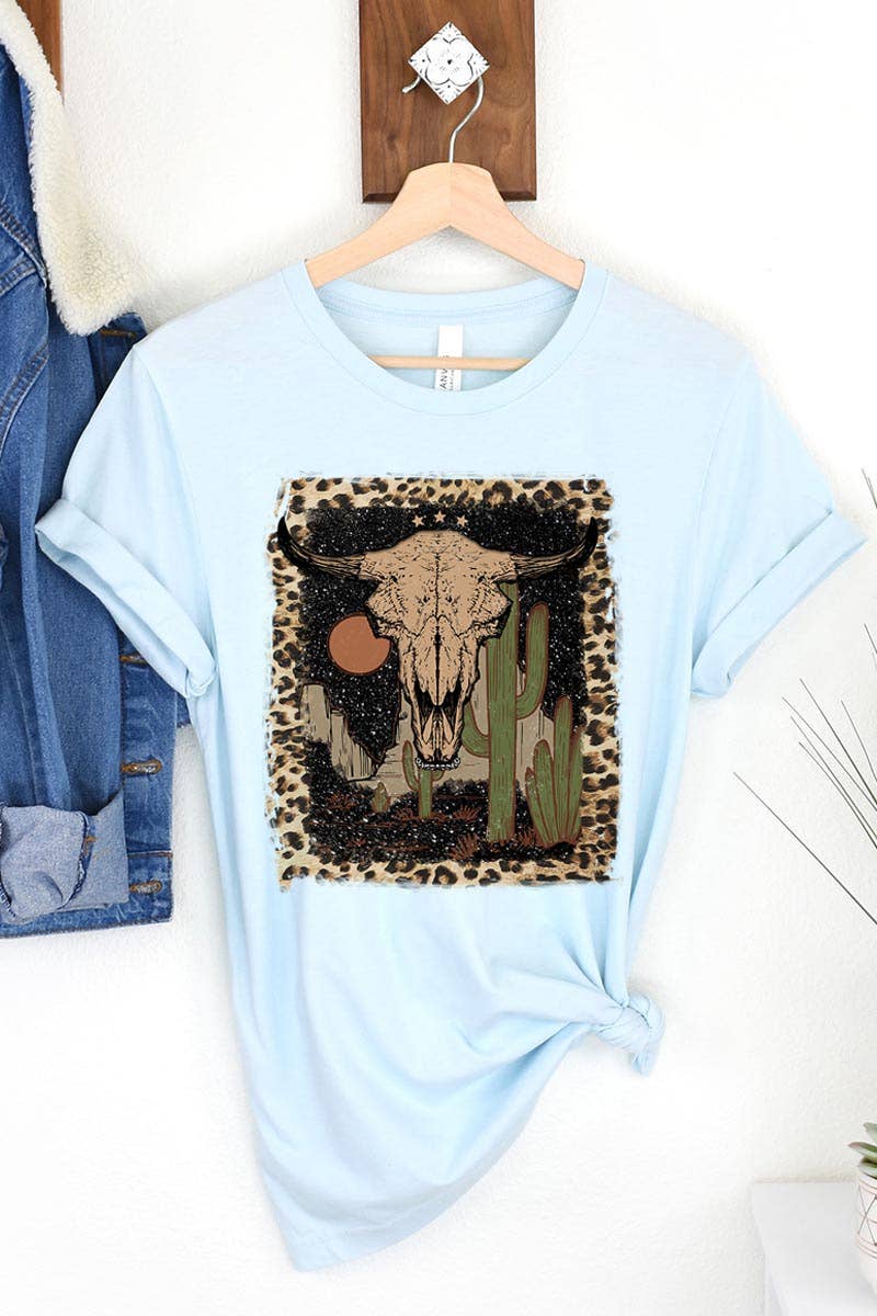 BULL SKULL,DESERT,CACTUS UNISEX SHORT SLEEVE