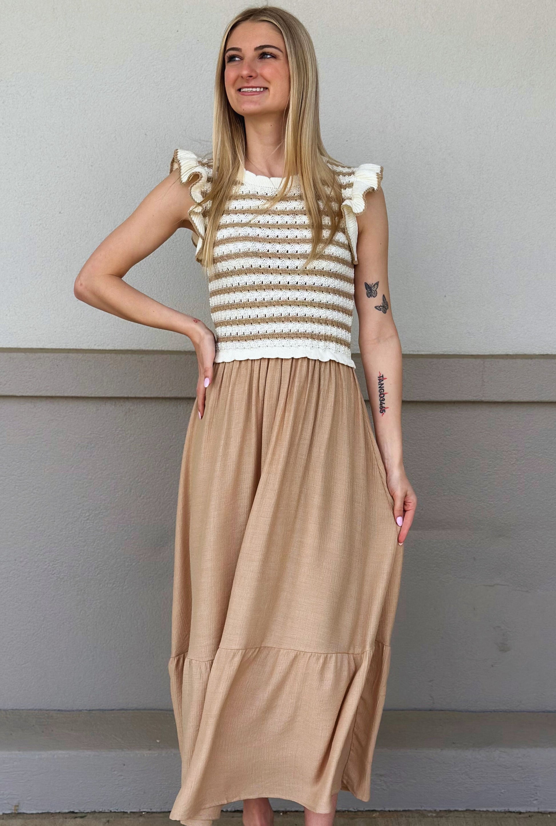 KHAKI VENICE DRESS