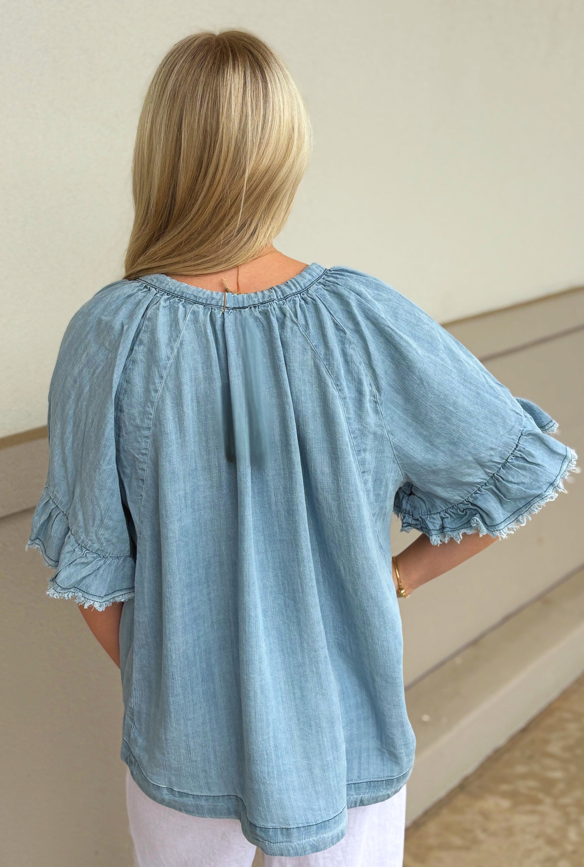 DENIM WING TOP
