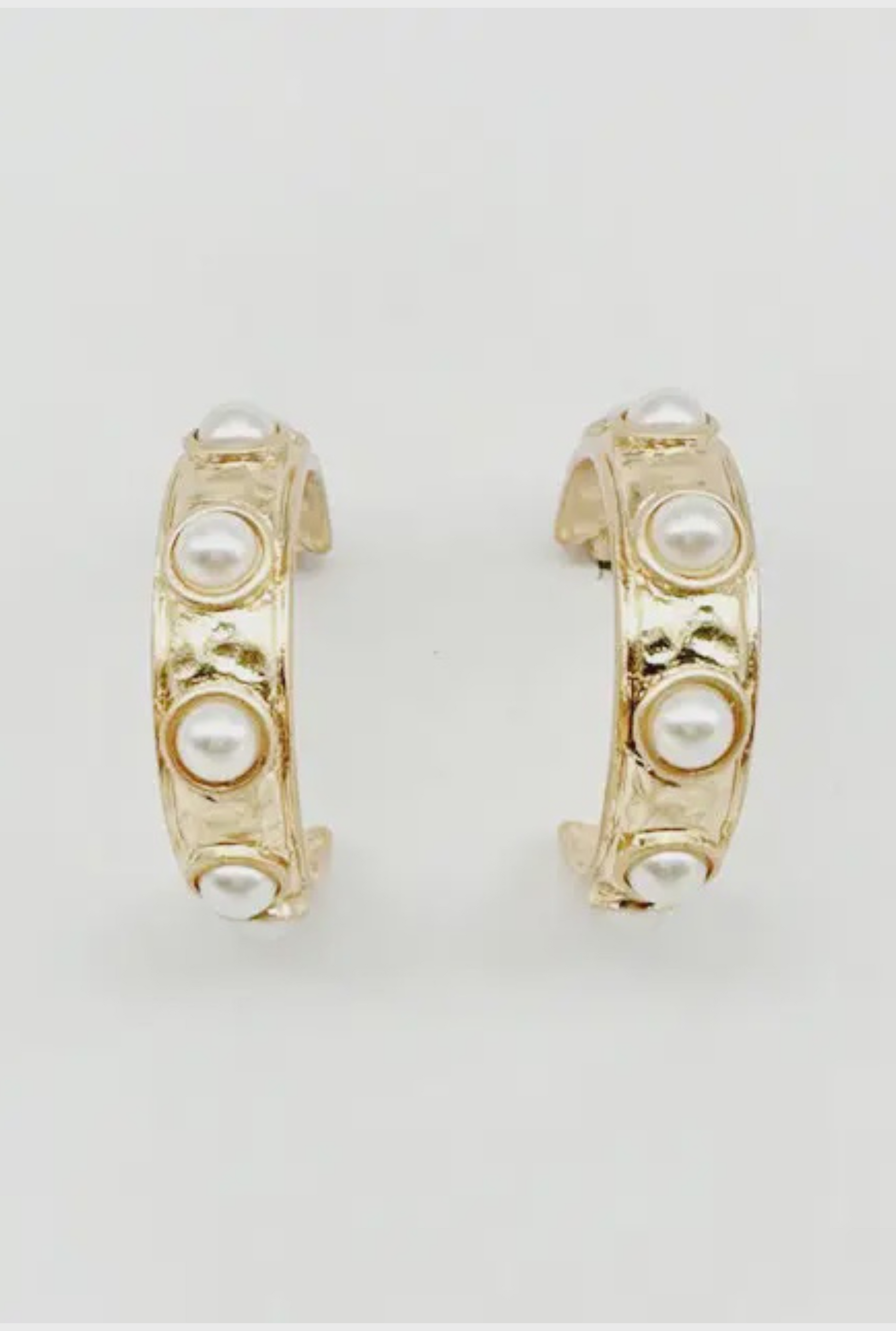Gold Hoop with Pearl Studded Accents Earring