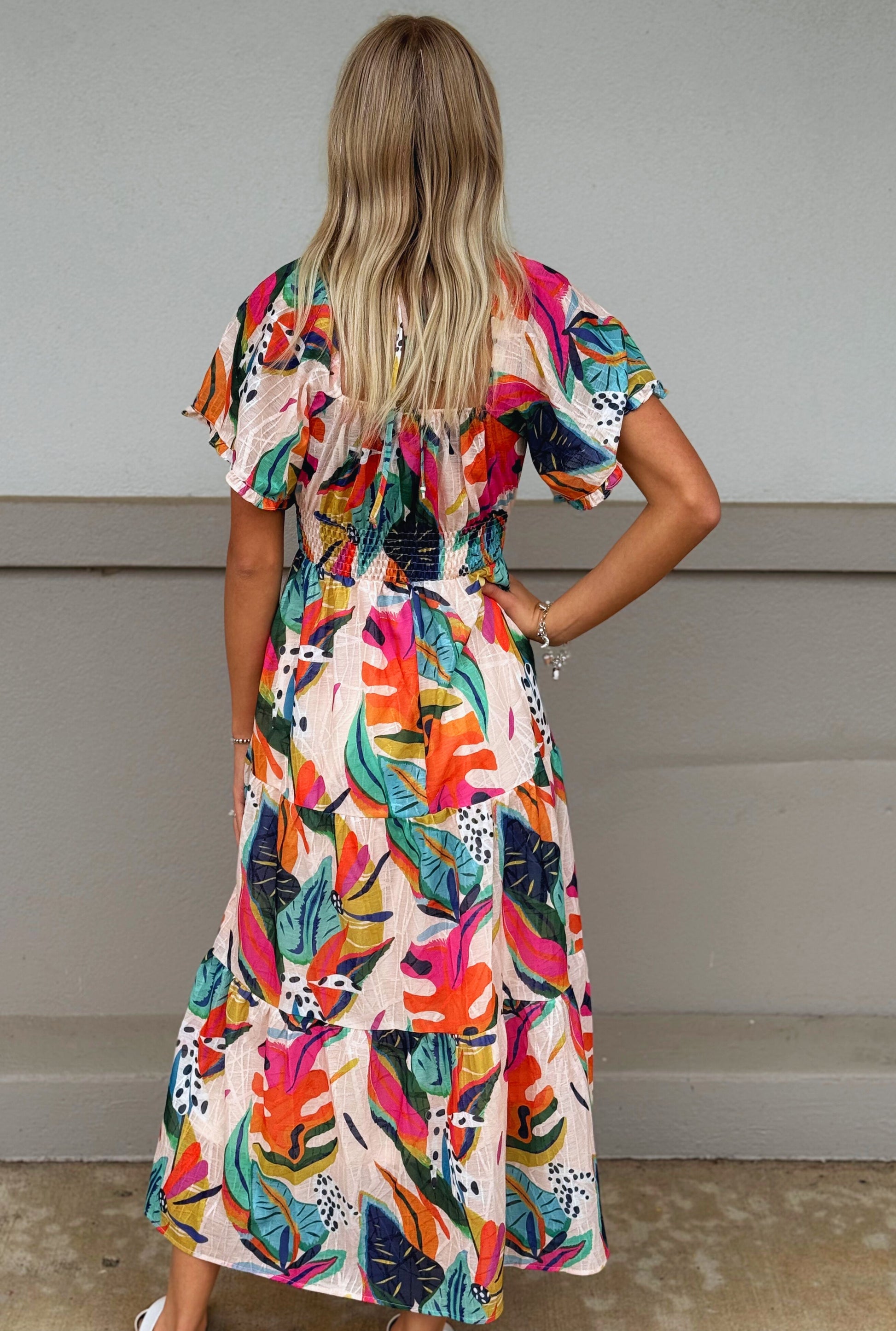 ORANGE TROPICAL GETAWAY DRESS