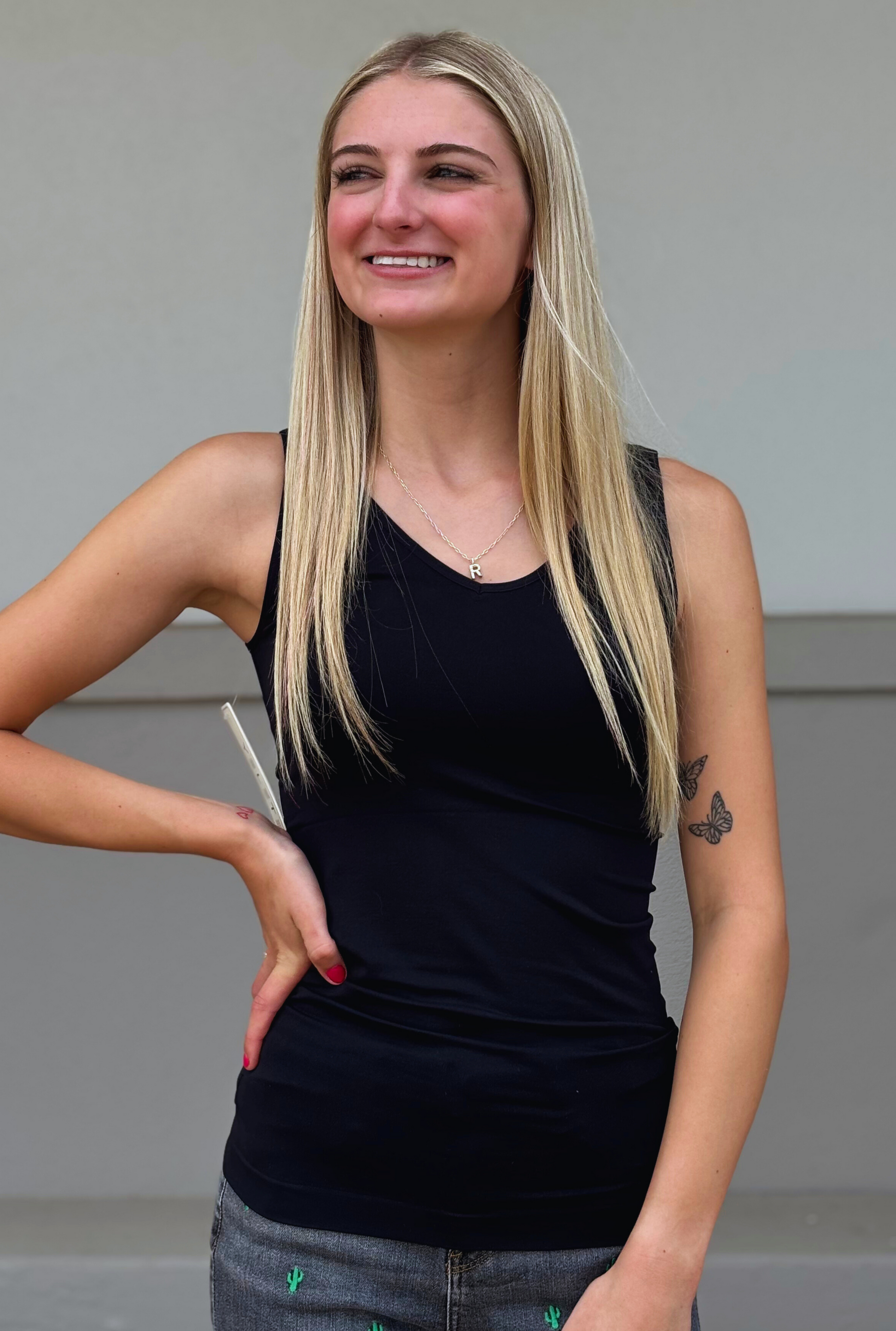 BLACK FASHIONABLE TANK