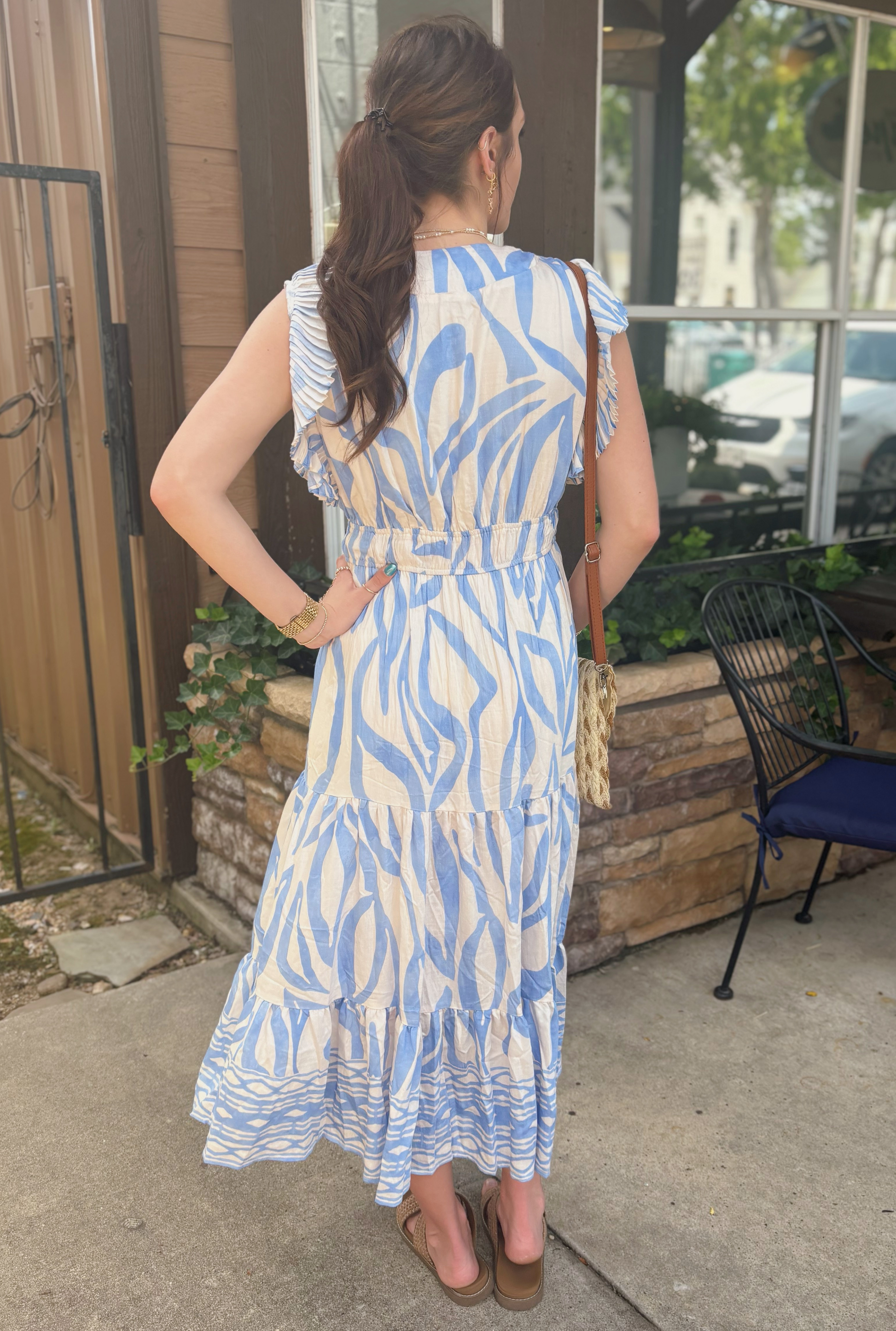 SKY BLUE TIERED MIDI DRESS