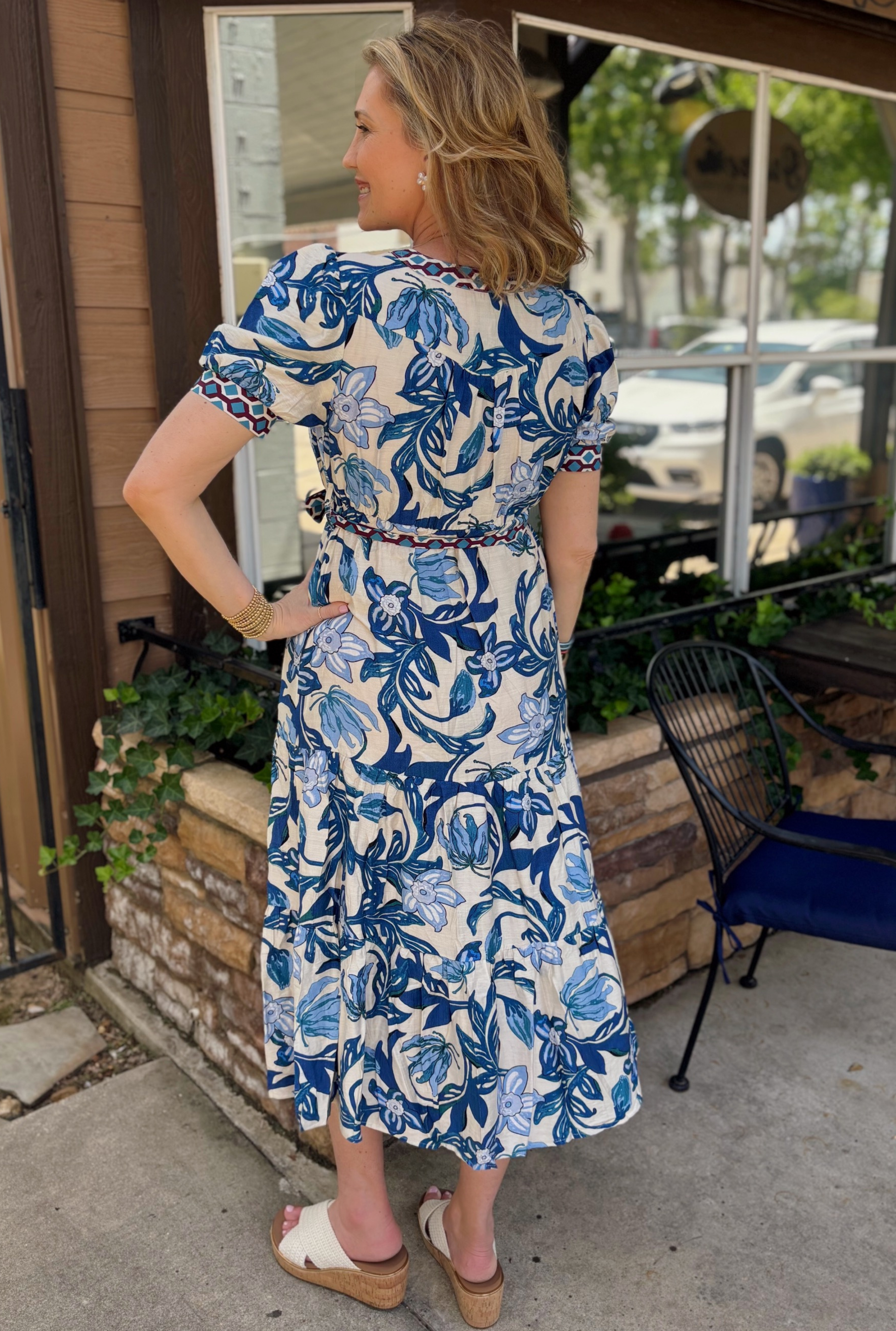 COBALT BLUE FLORAL RAIYA DRESS