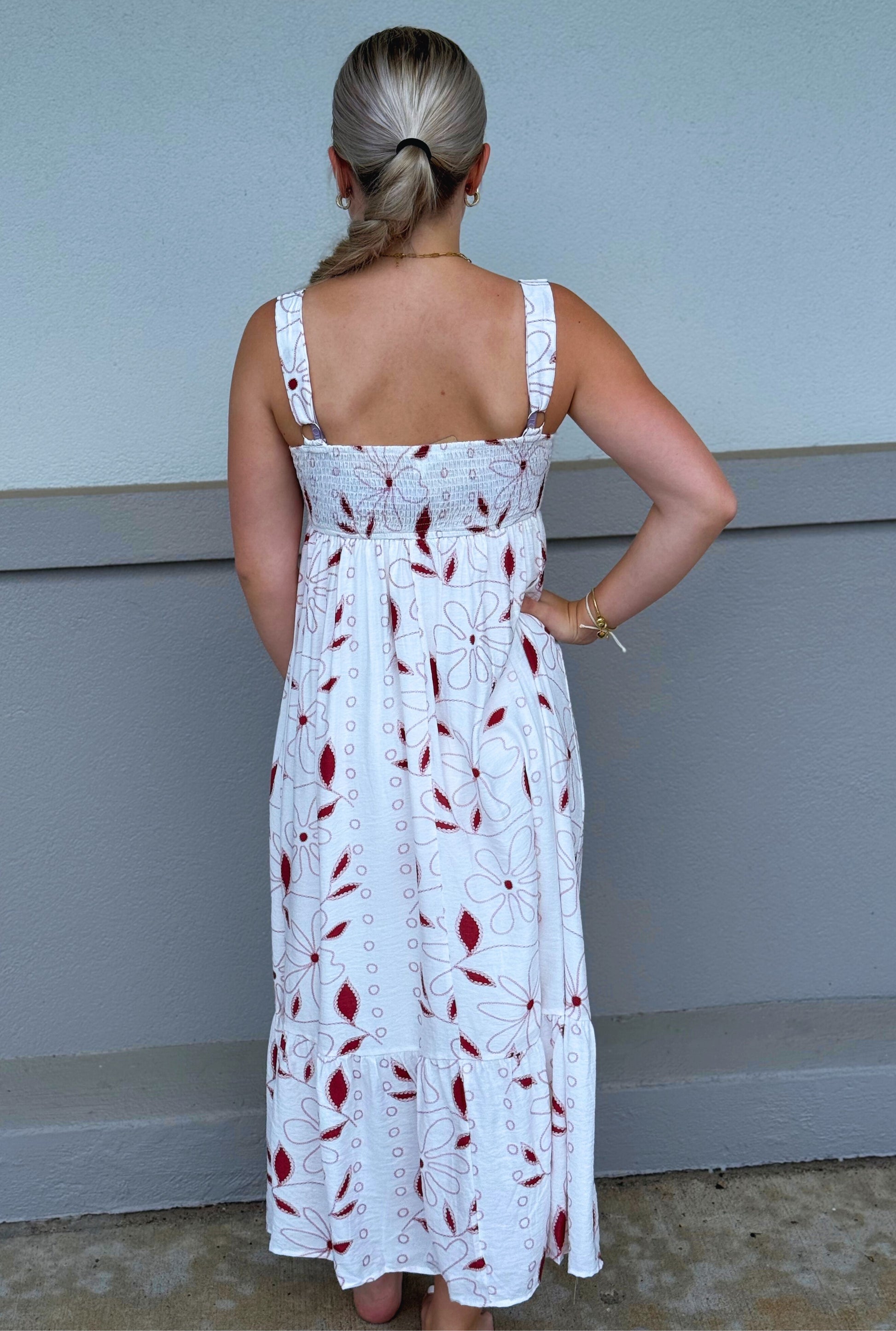 BURGUNDY FLORAL FEELS DRESS