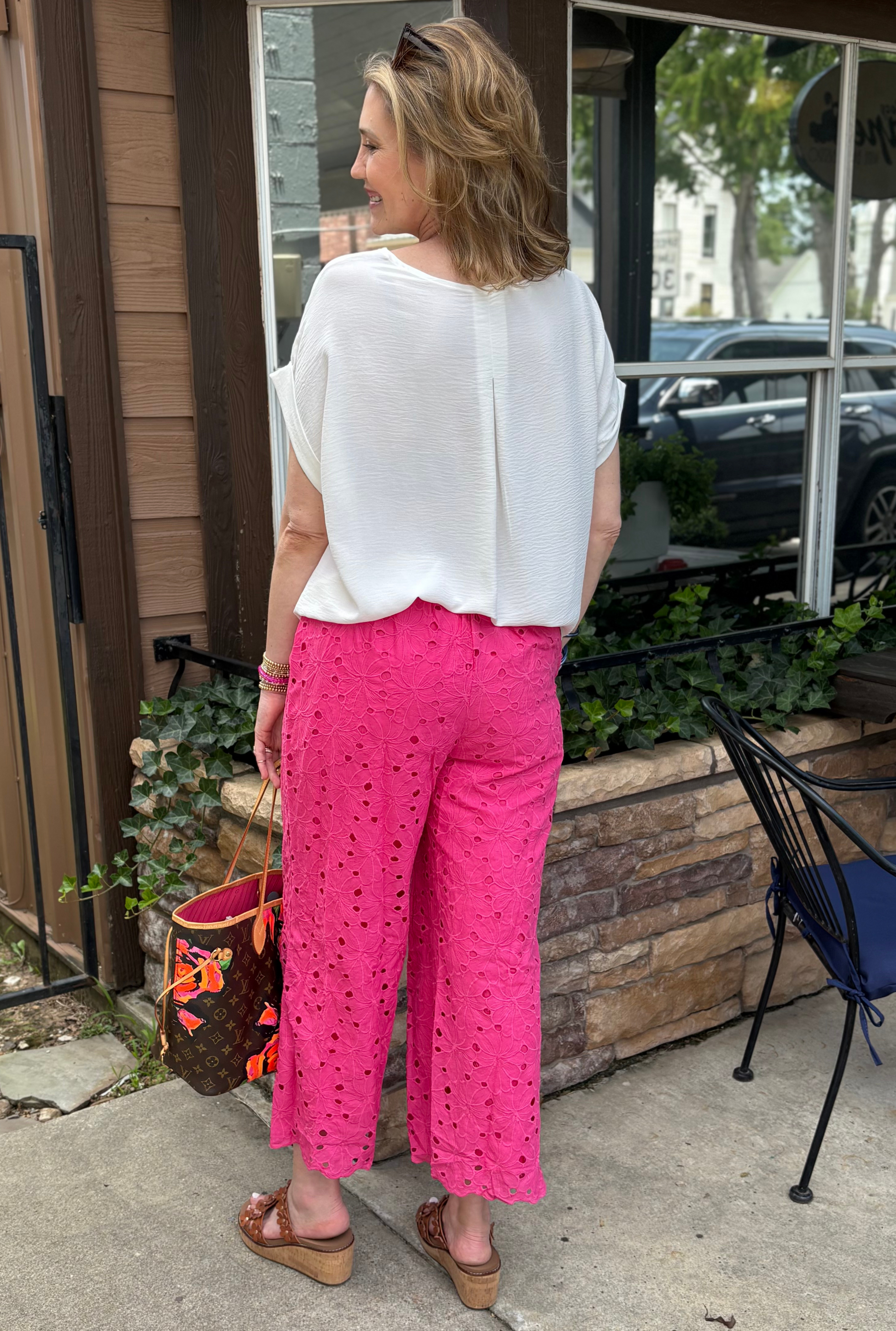 HOT PINK LACE PANTS