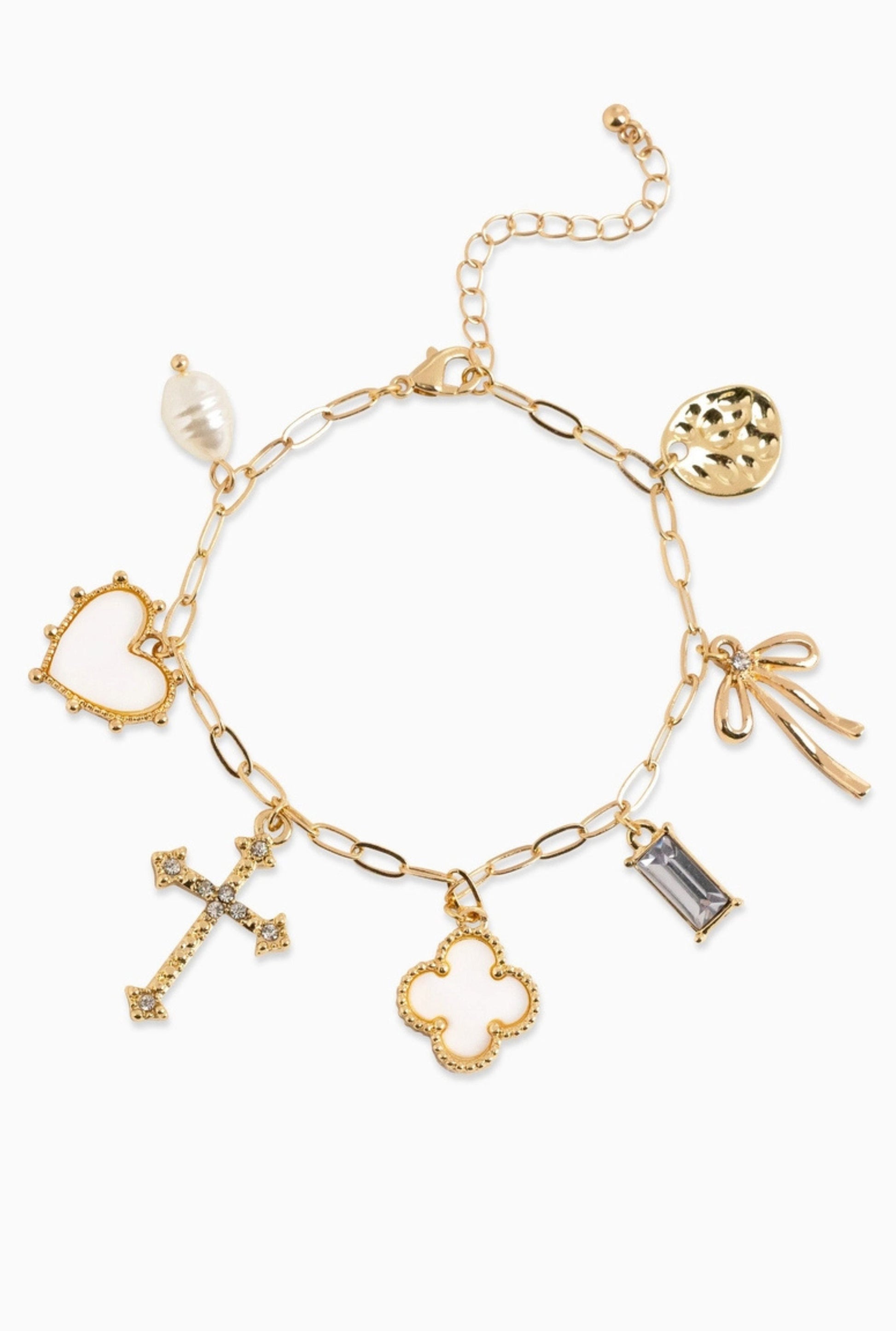 Mop Clover Multi Gold Charm Bracelet