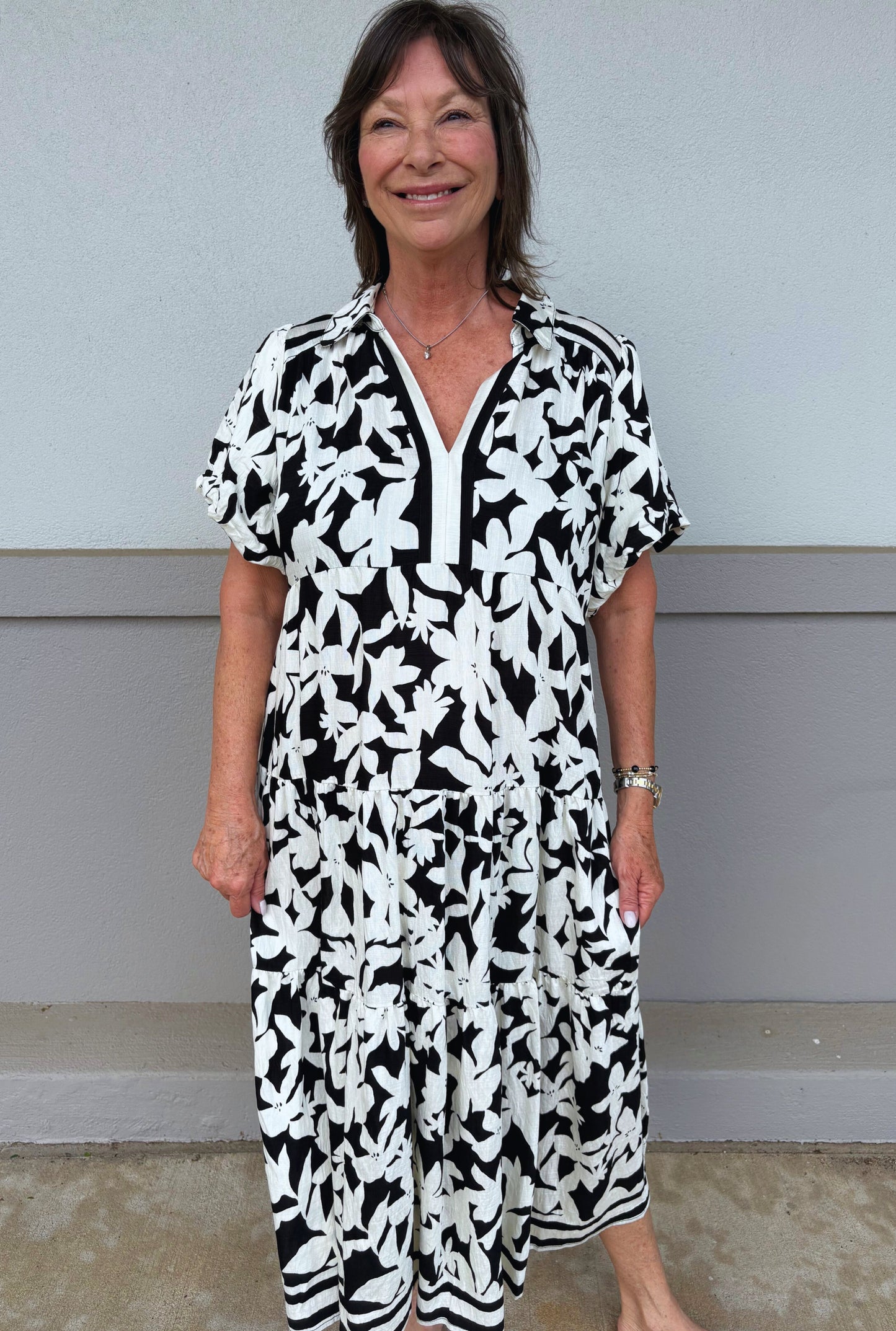 BLACK BOTANICAL DRESS