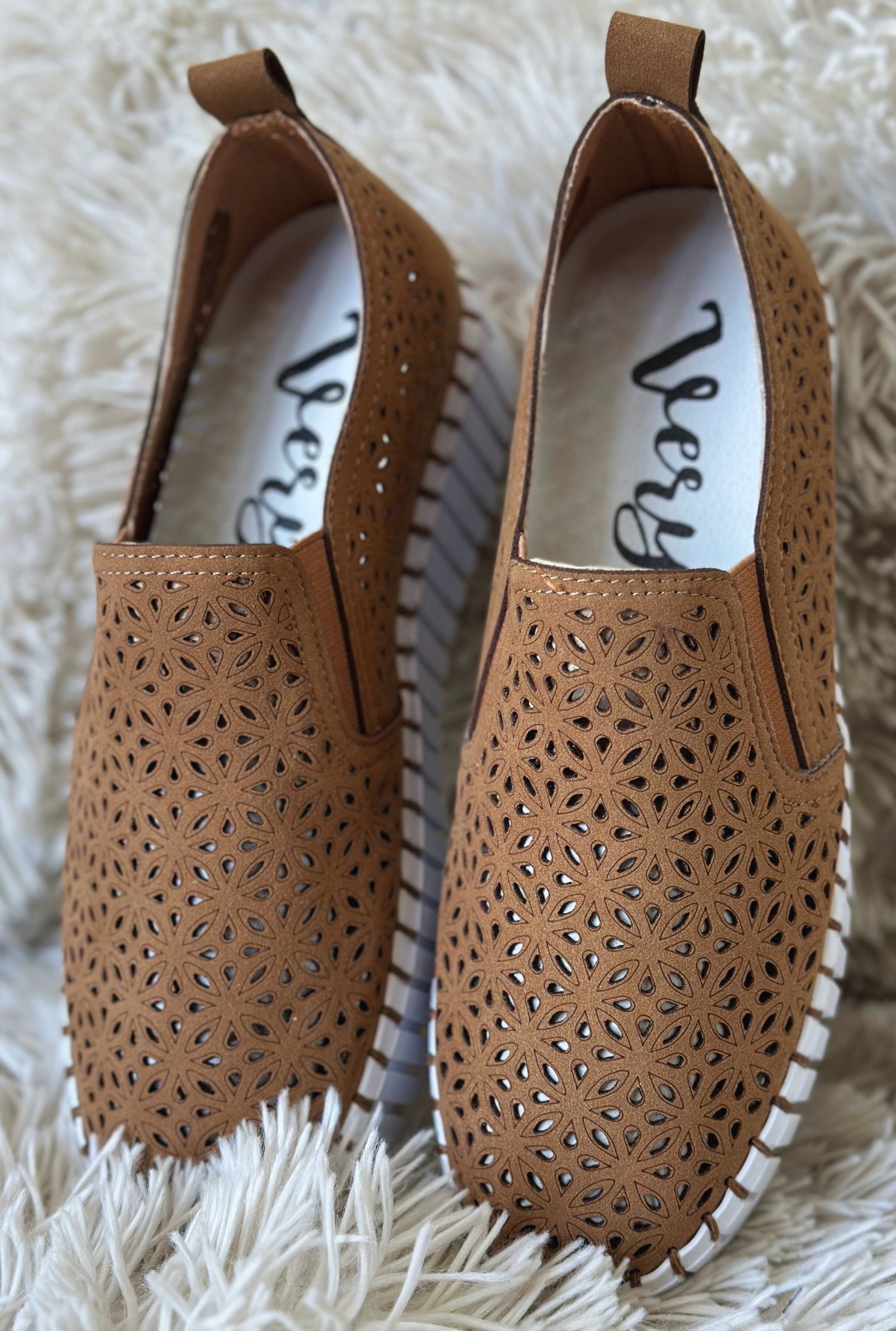 TAN NICOLE SLIP ONS