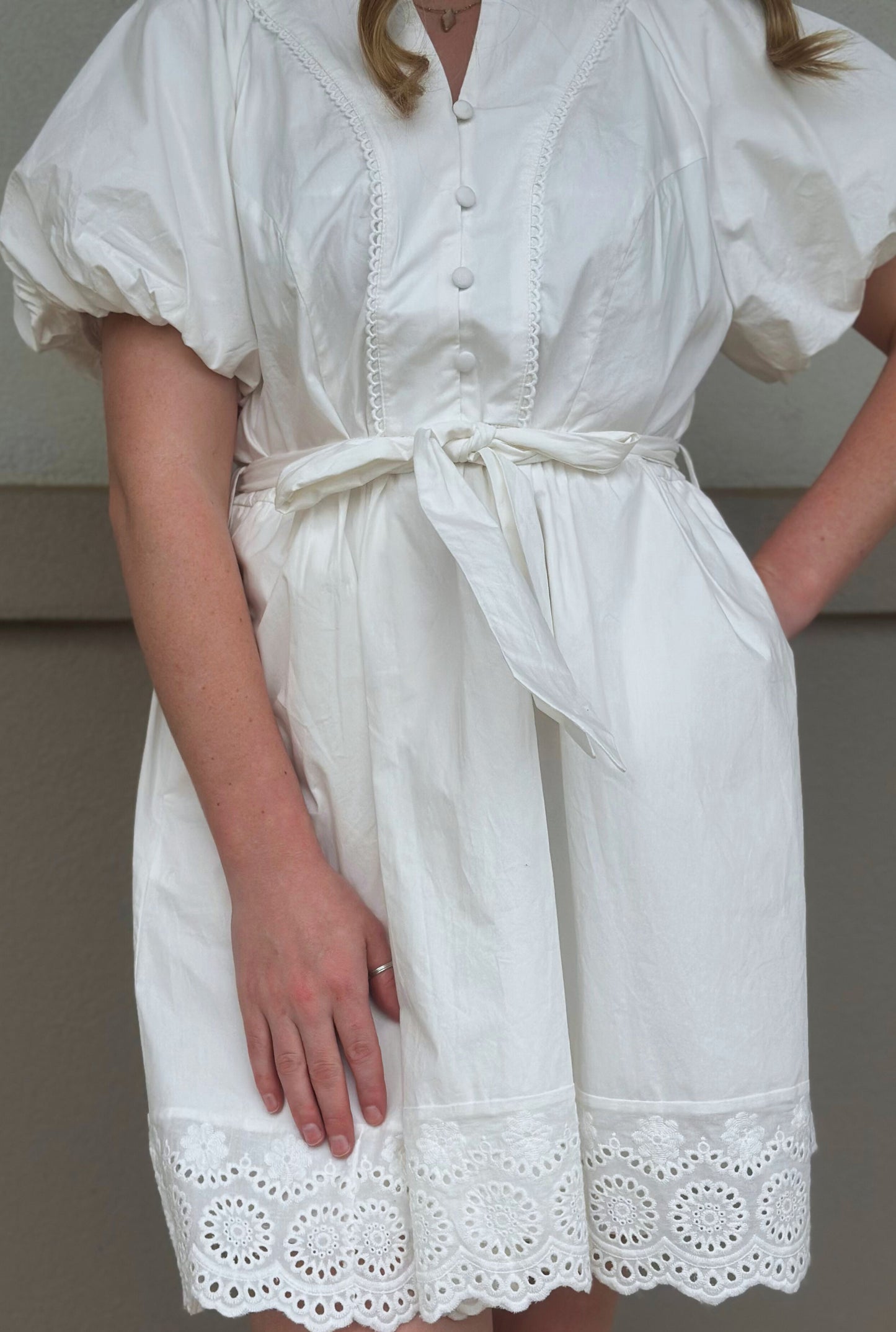 WHITE POPLIN DRESS
