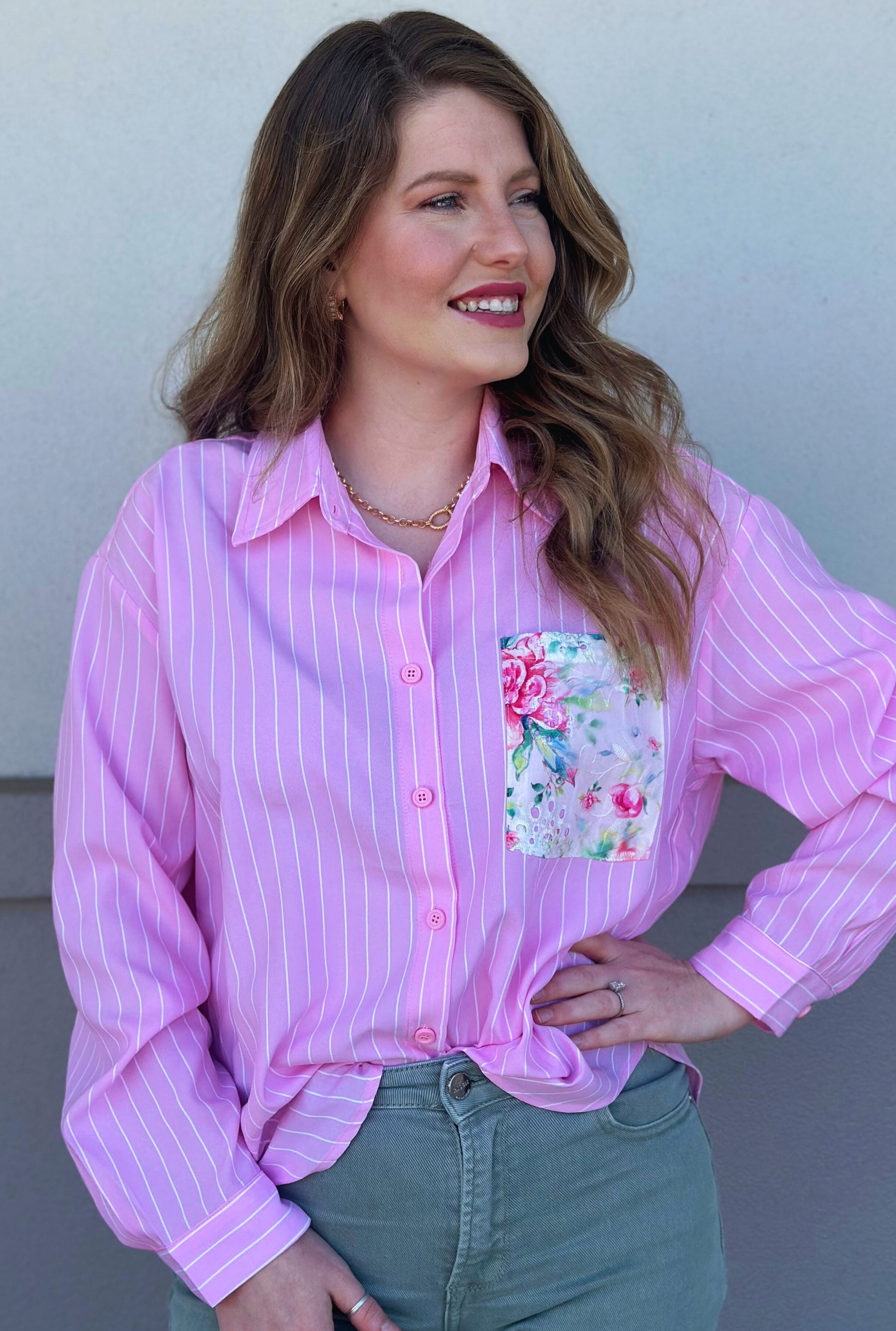 PINK PERFECT POCKET PATCH TOP