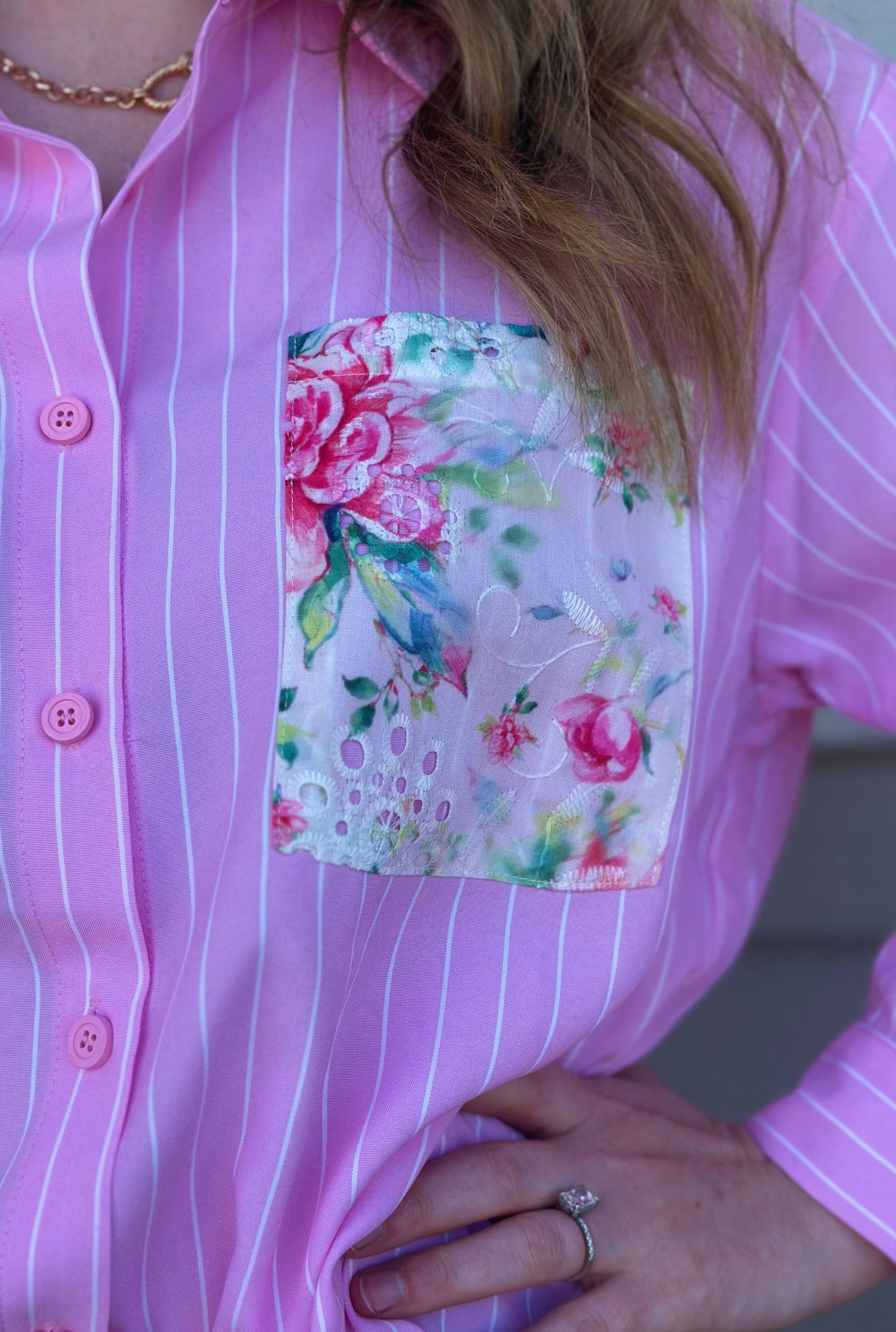 PINK PERFECT POCKET PATCH TOP