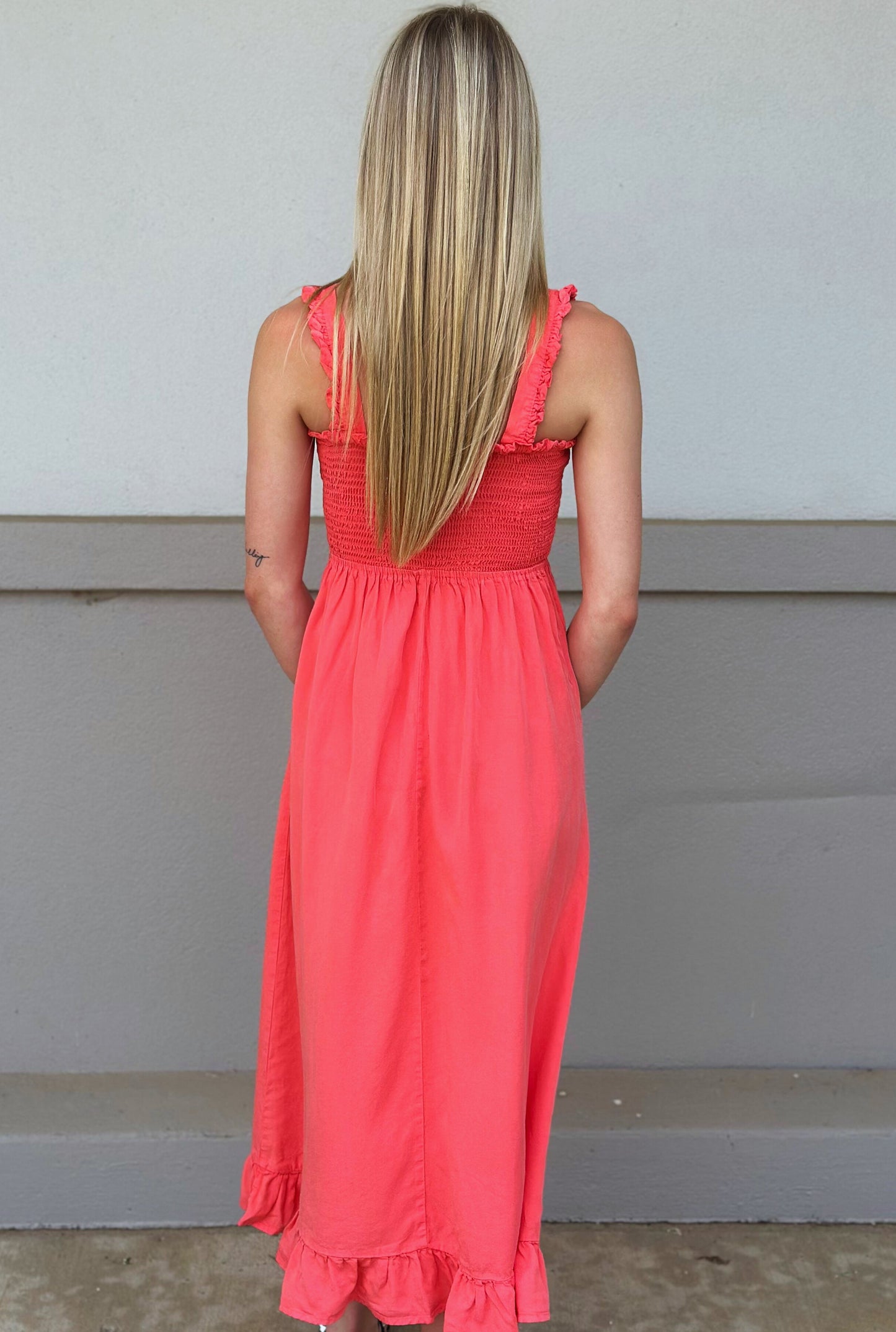 SUNSET CORAL SUMMER DAYS DRESS