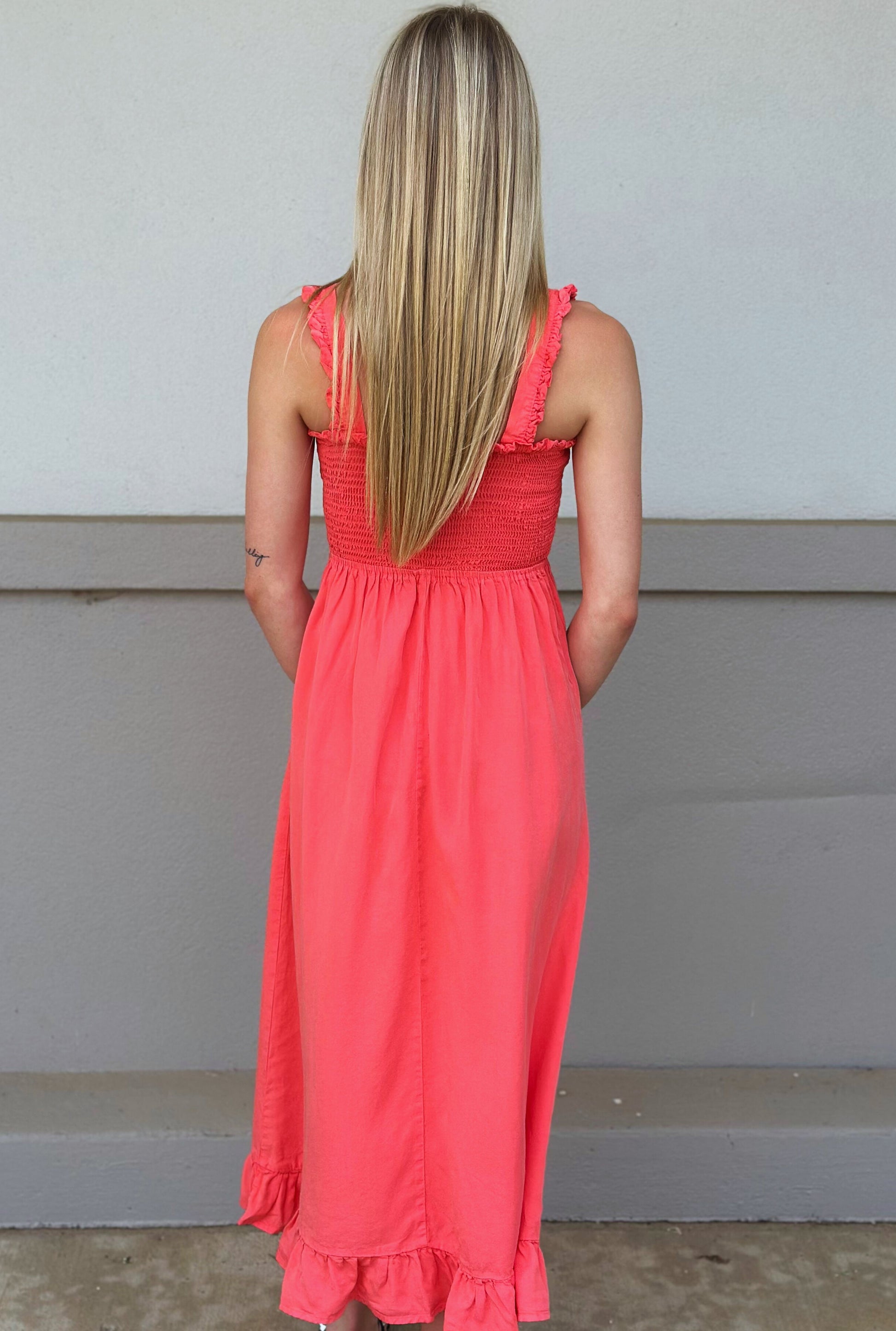 SUNSET CORAL SUMMER DAYS DRESS