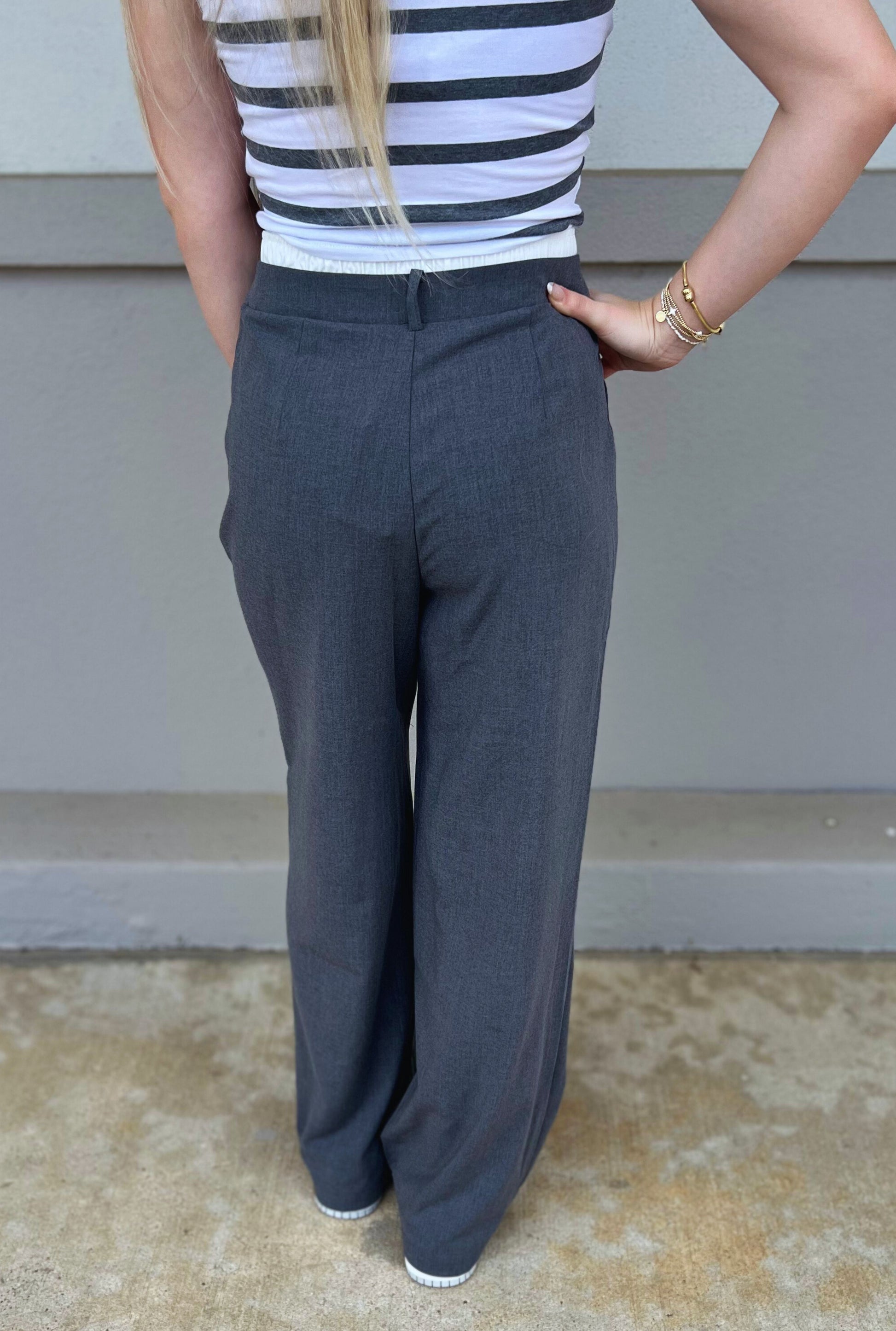 GREY BOXER STRAIGHT PANTS