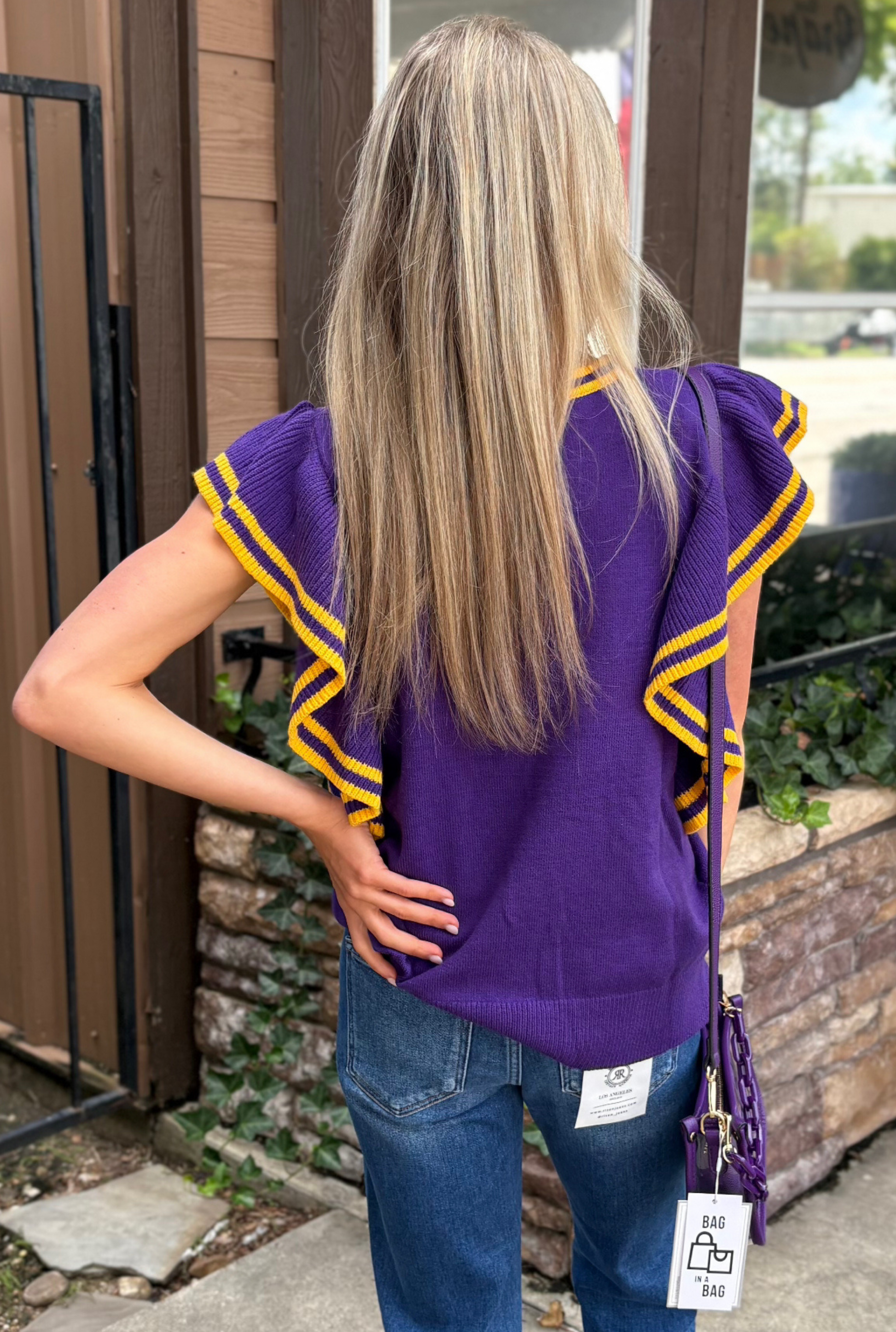 PURPLE GAME DAY SWEATER TOP