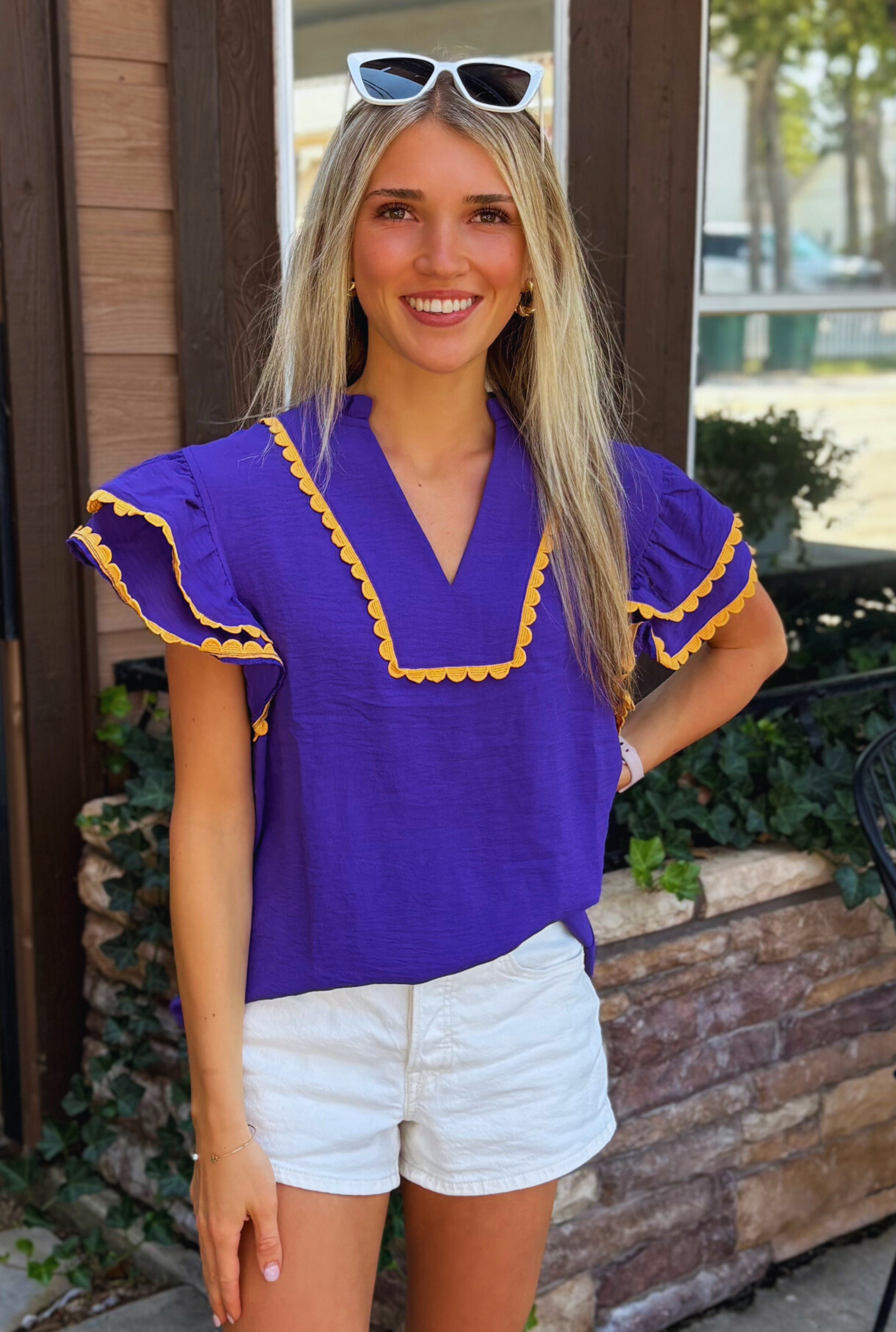 PURPLE RUFFLE TOP