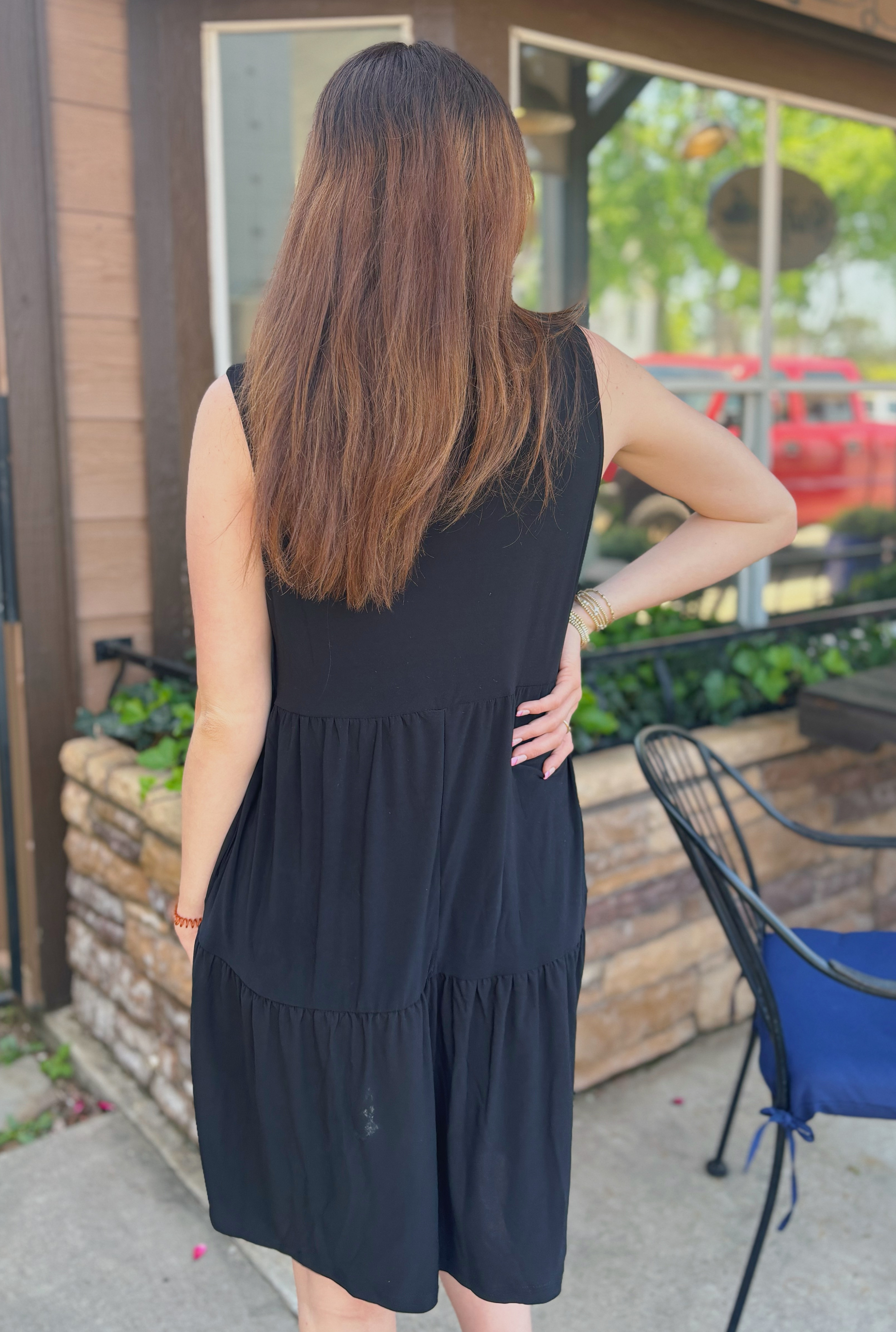BLACK TIERED DRESS
