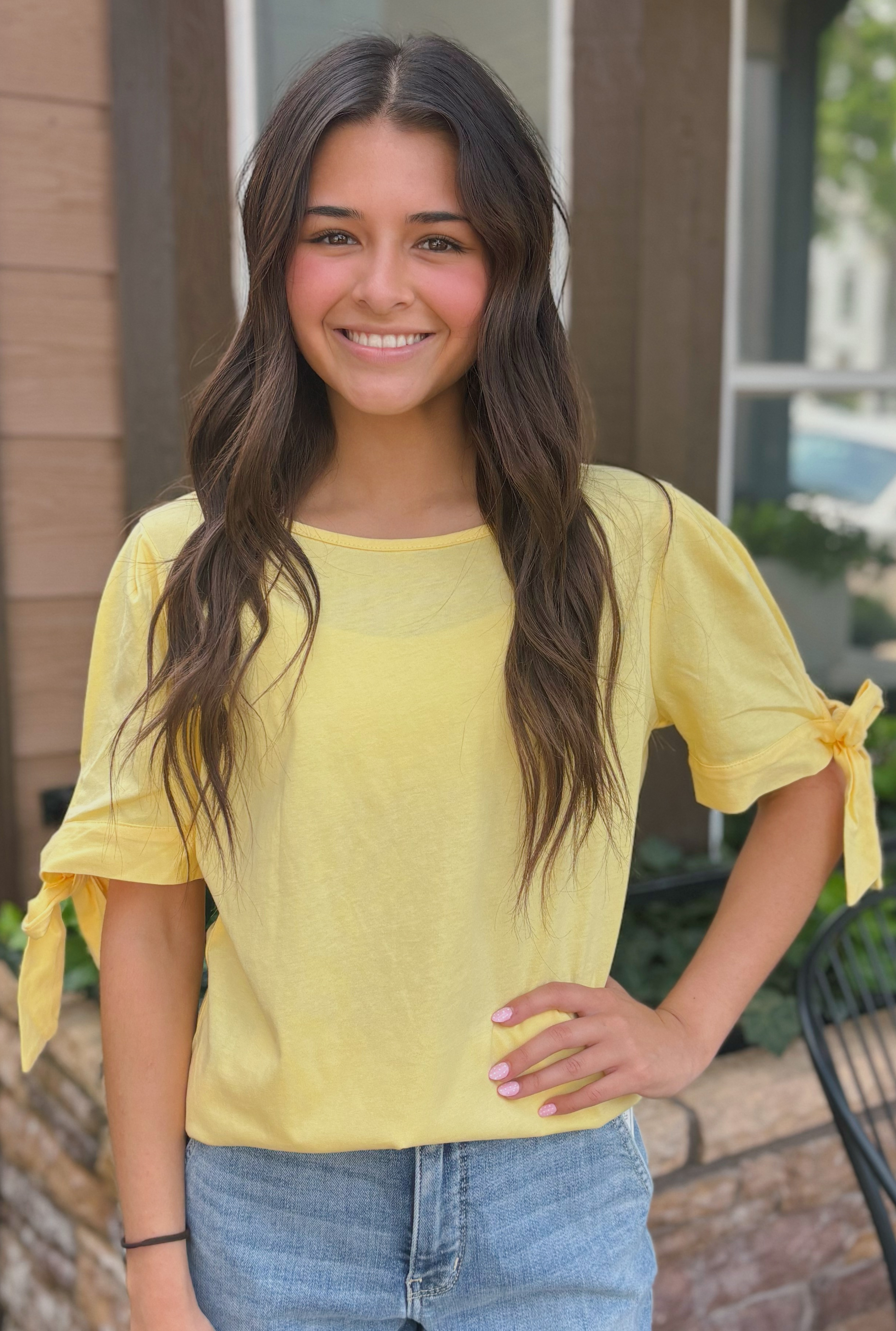 YELLOW ELEGANT BOW TOP