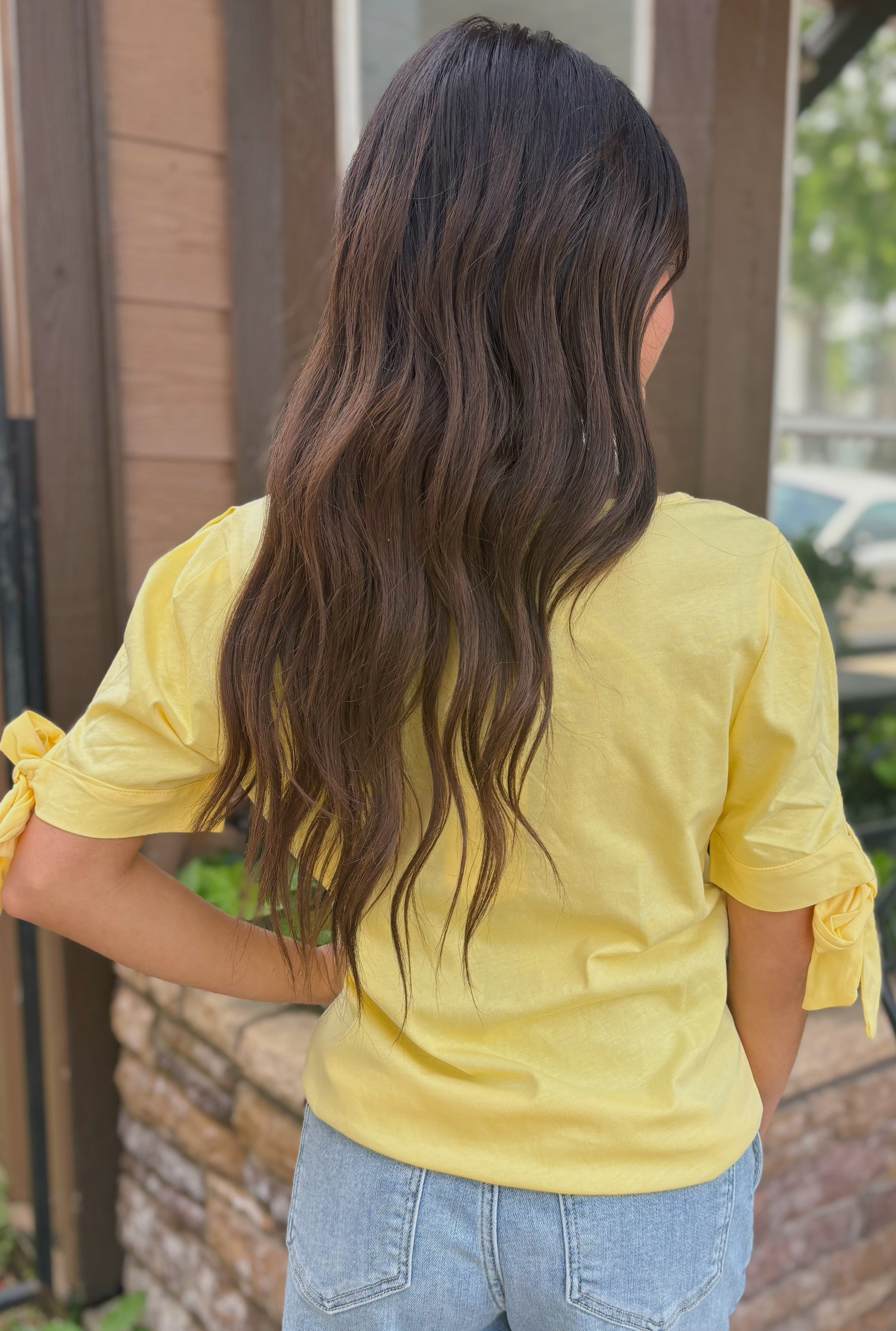 YELLOW ELEGANT BOW TOP