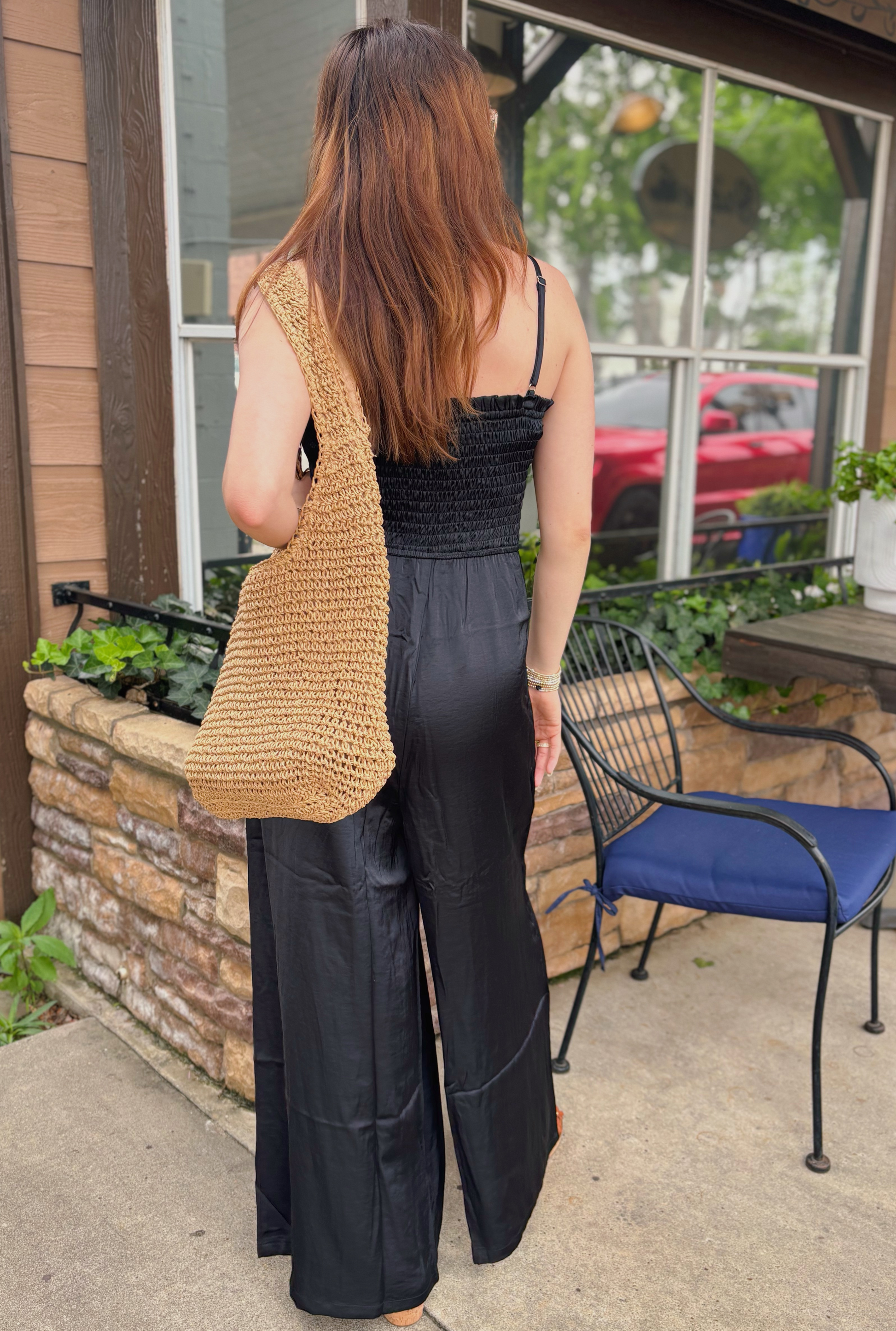 BLACK SATIN JUMPSUIT
