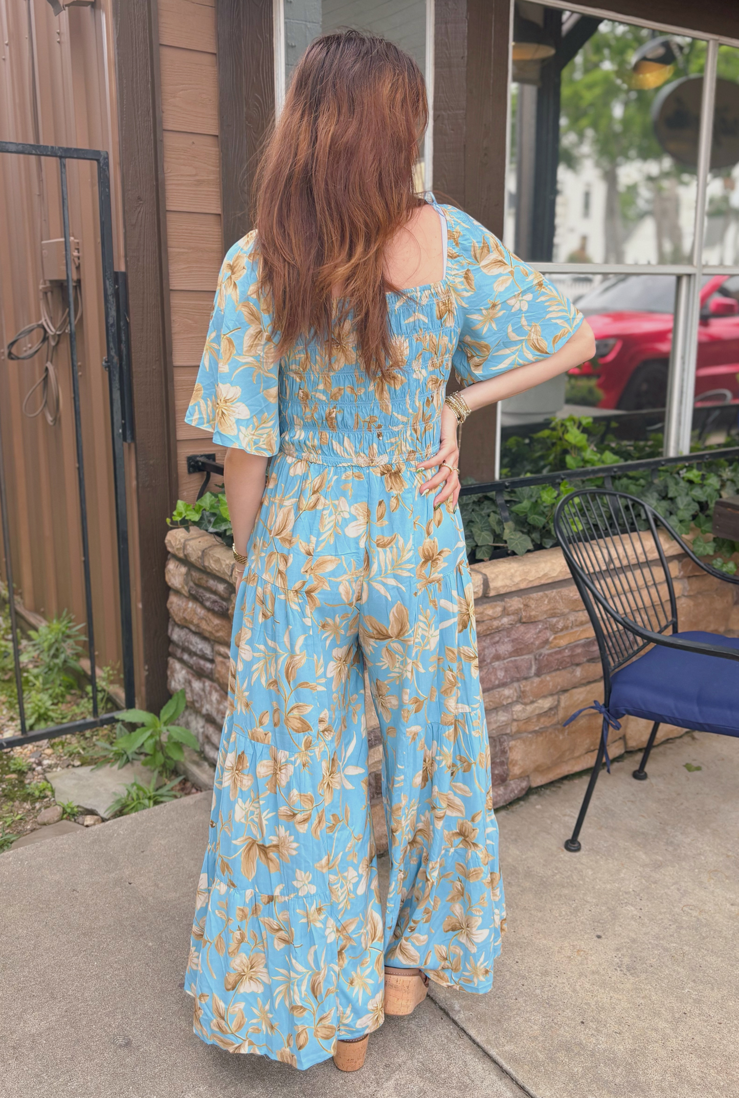 BLUE FLORAL CHARM JUMPSUIT