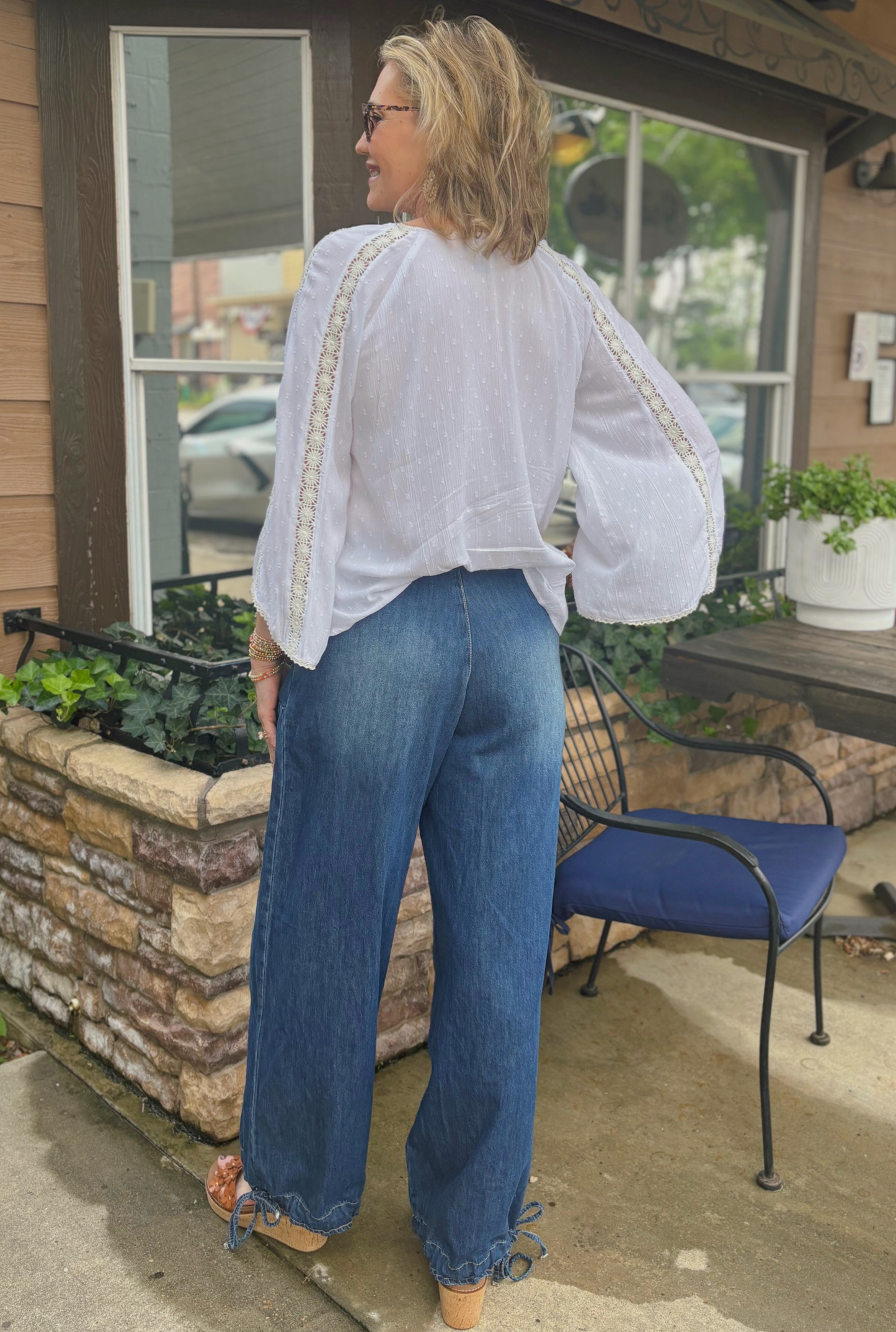 DRAWSTRING WIDE LEG PANTS