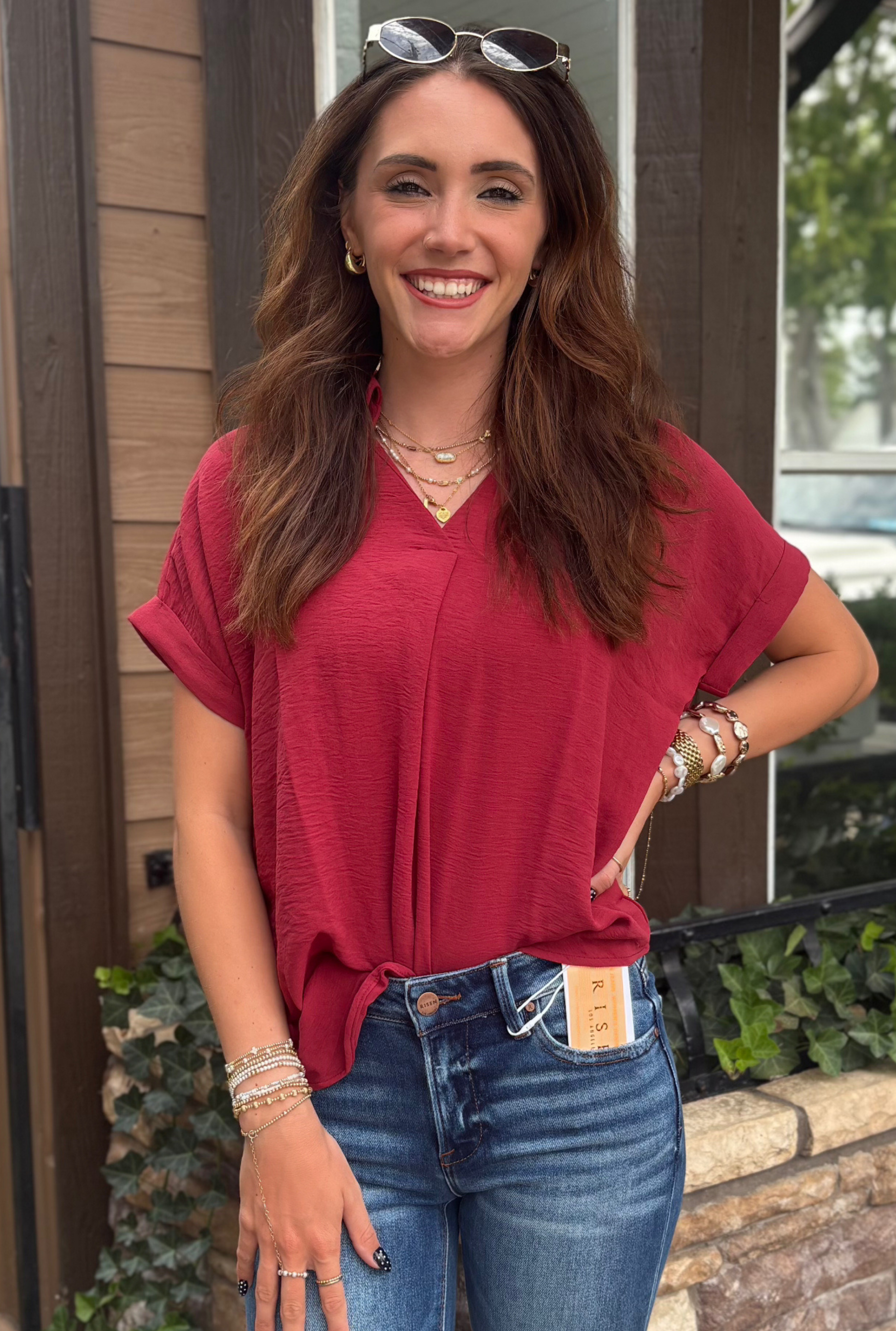 MAROON STAPLE TOP