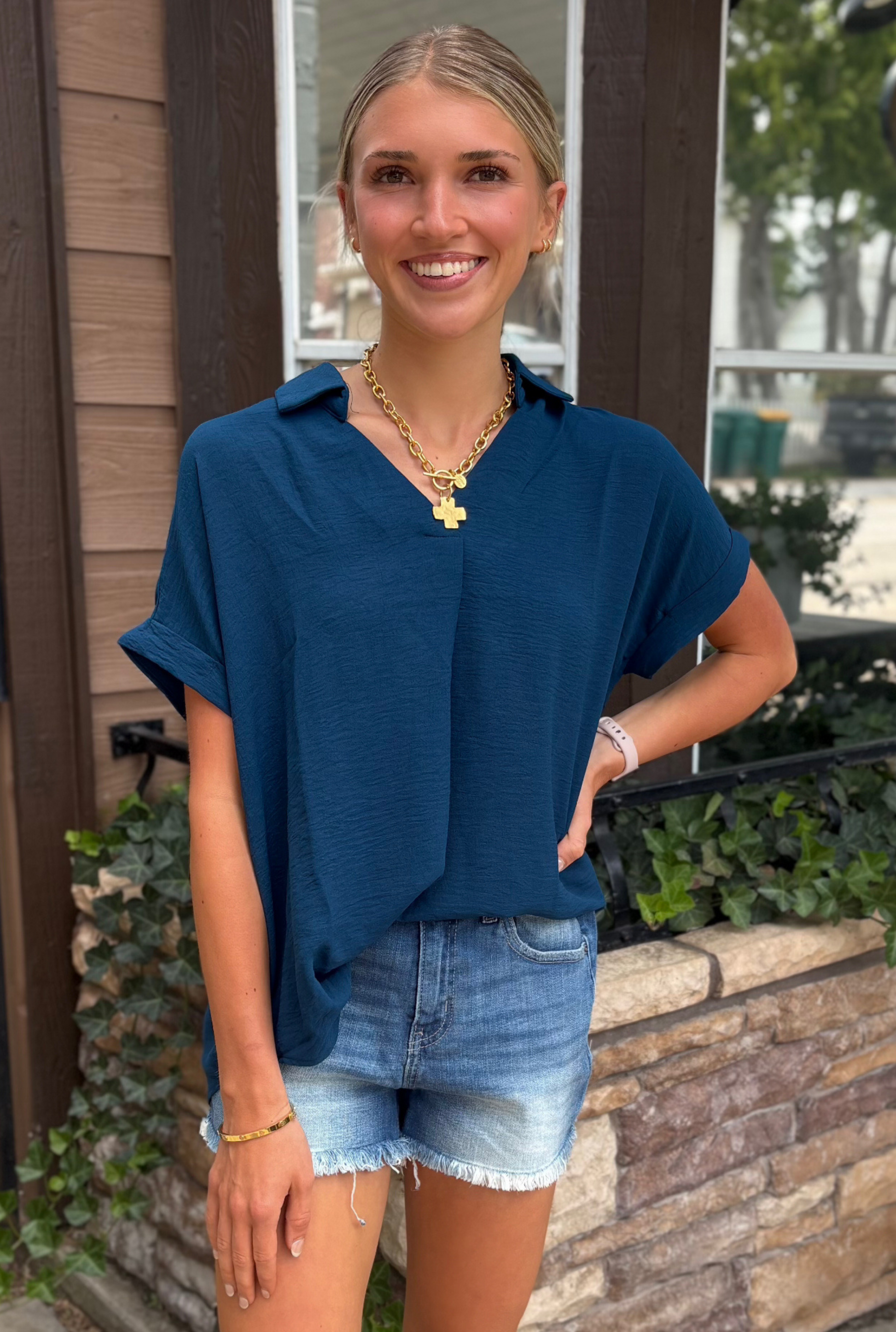 BLUE STAPLE TOP