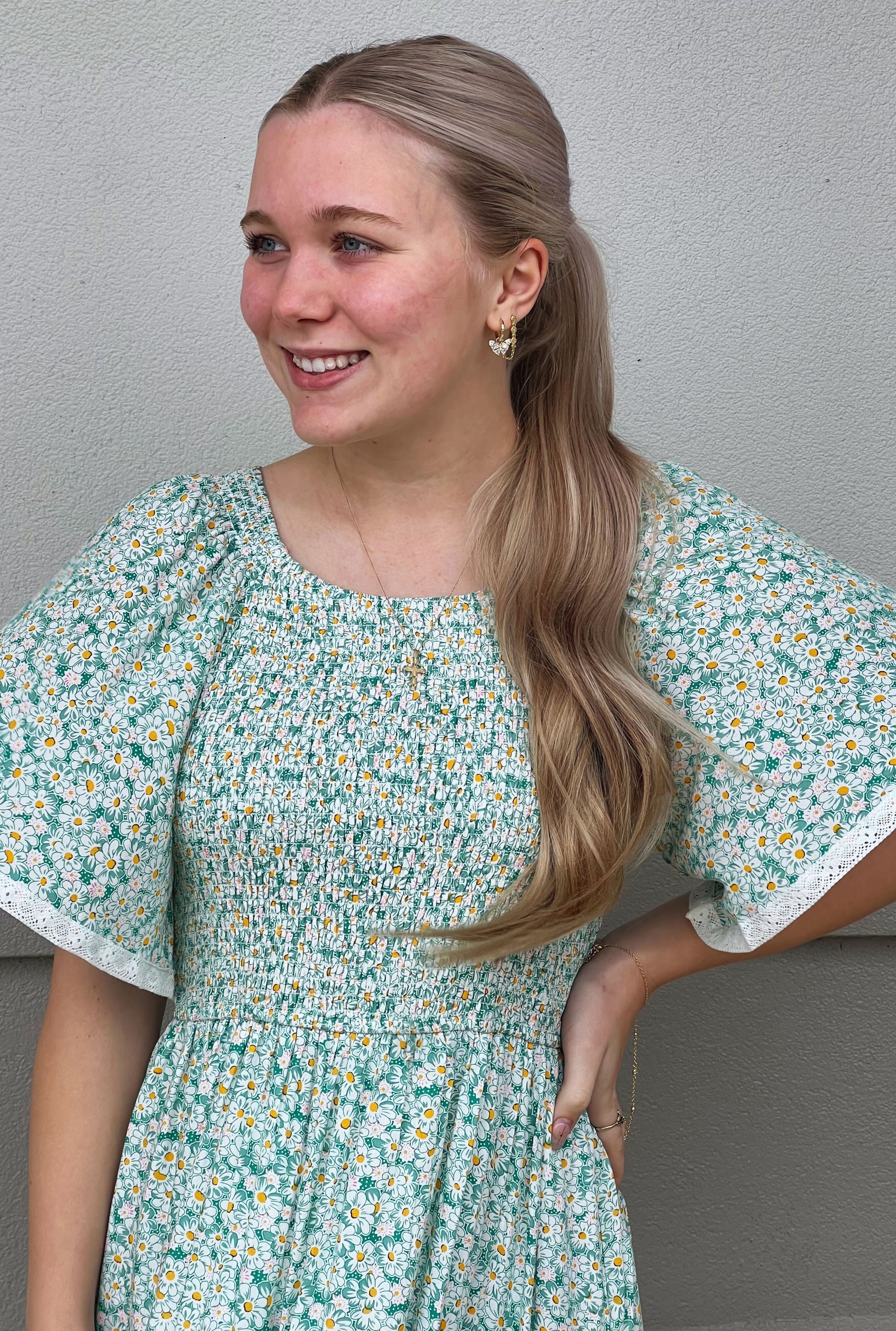 GREEN SPRING TIME DRESS