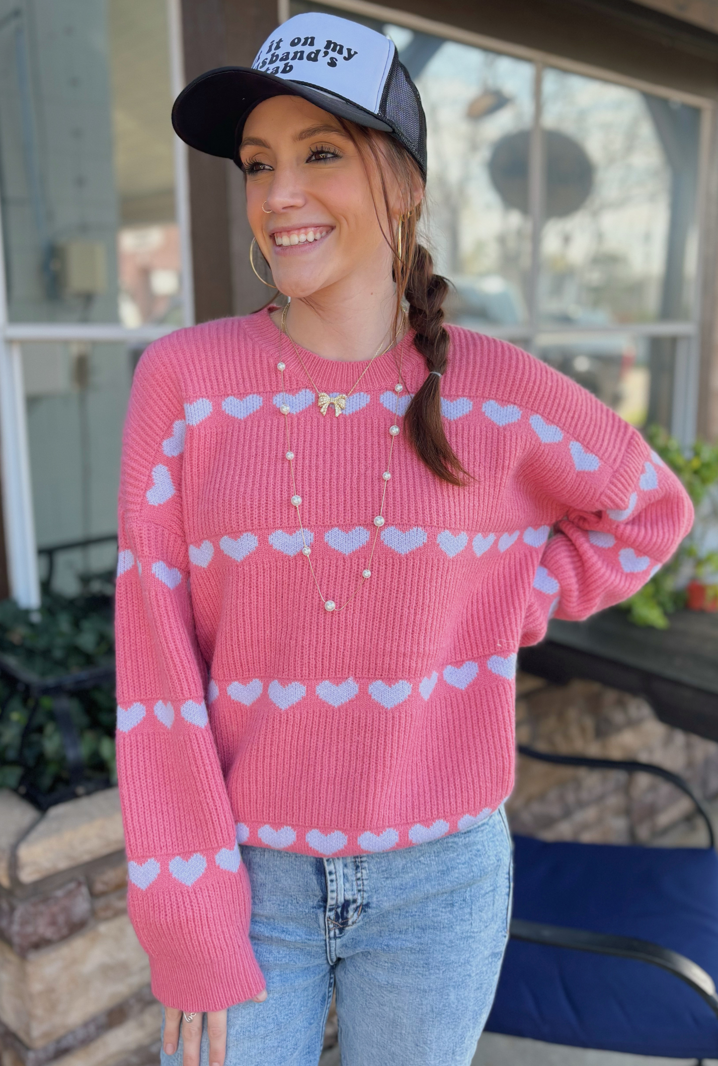 PINK IN MY HEART SWEATER