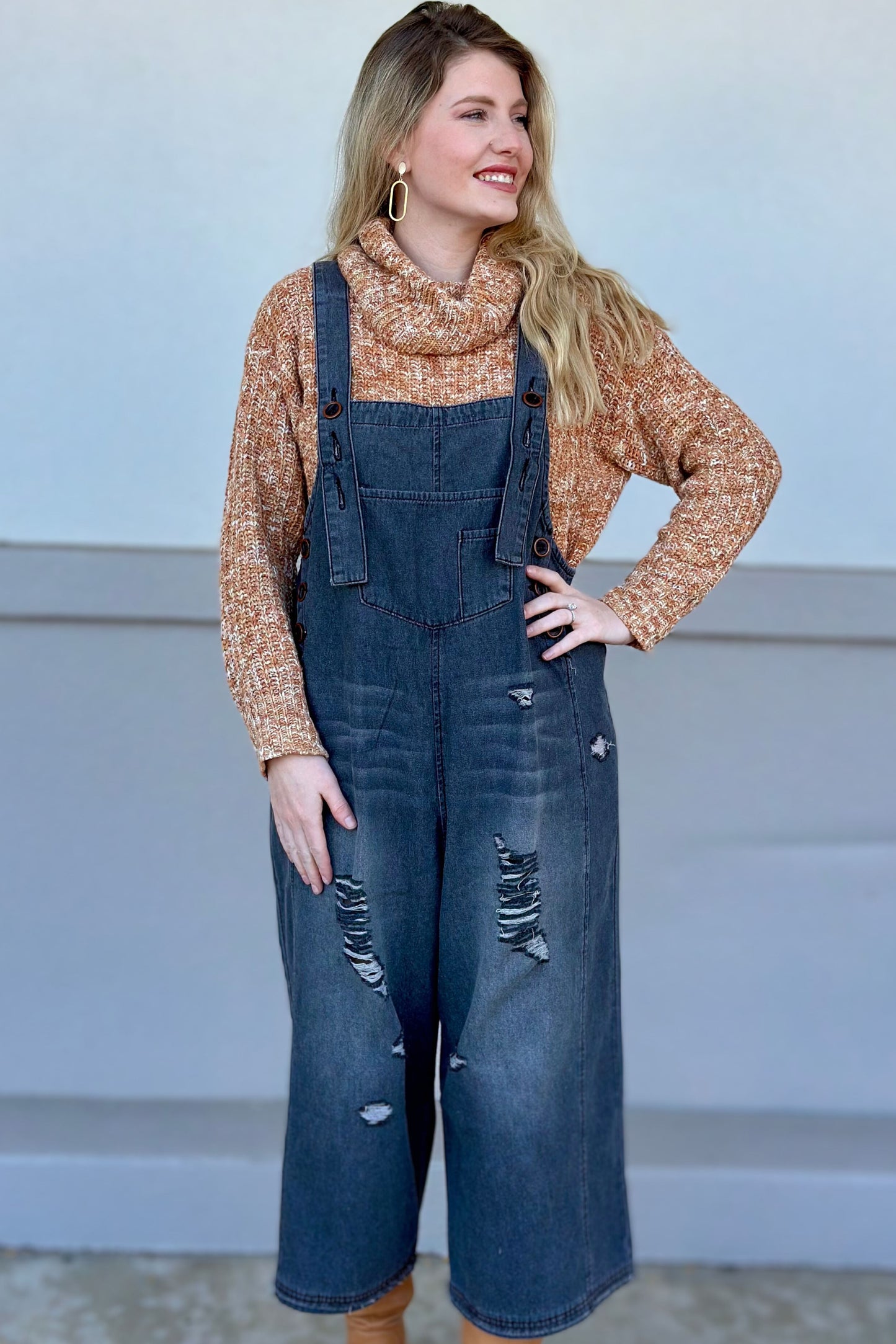 BLACK WASHED OUT OVERALLS