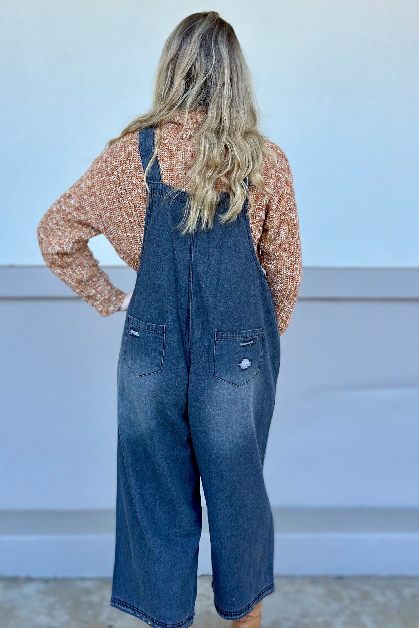 BLACK WASHED OUT OVERALLS