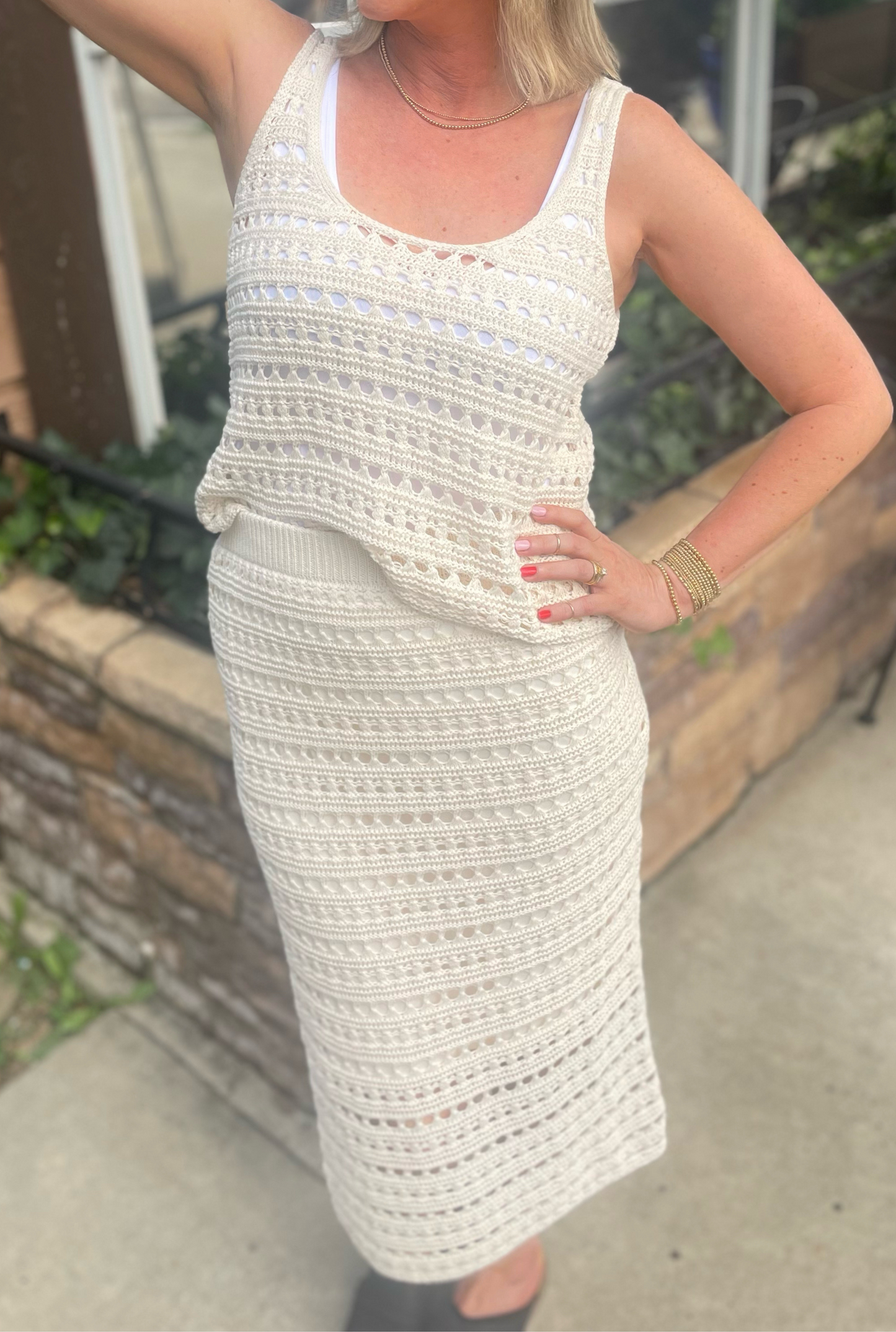 CREAM CROCHET SKIRT